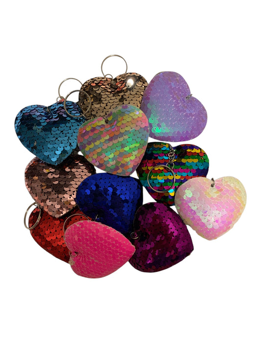 Heart Sequined Mini Pillow Keychain, Variety of Colors