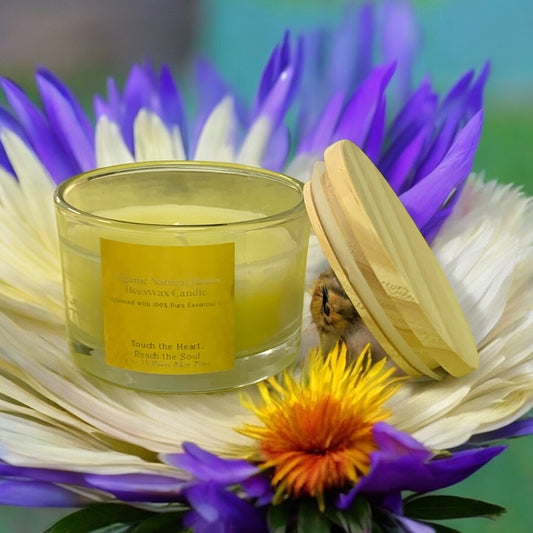 Organic Honey Beeswax Natural  Scent Candle with Bible Verse on Wood Lid