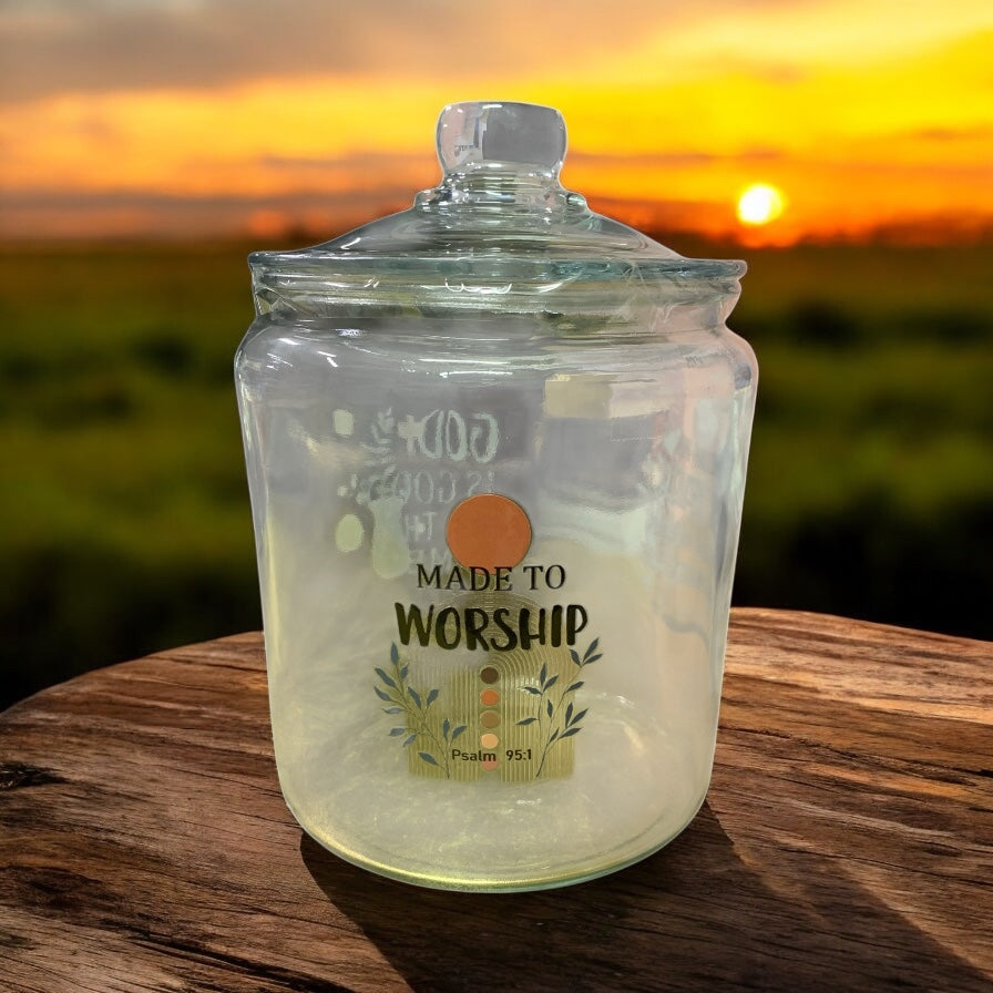 Glass Jar with Faith Message Half Gallon