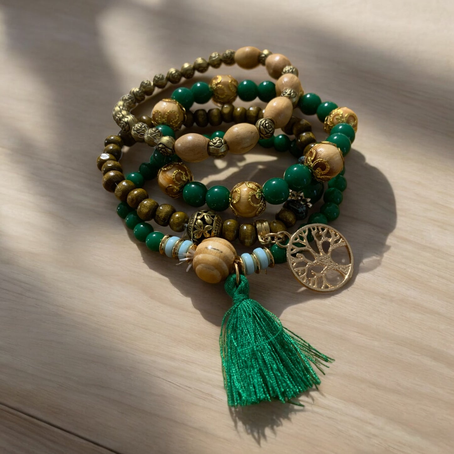 Green Earth Tree of Life Bohemian Stretch Bracelet