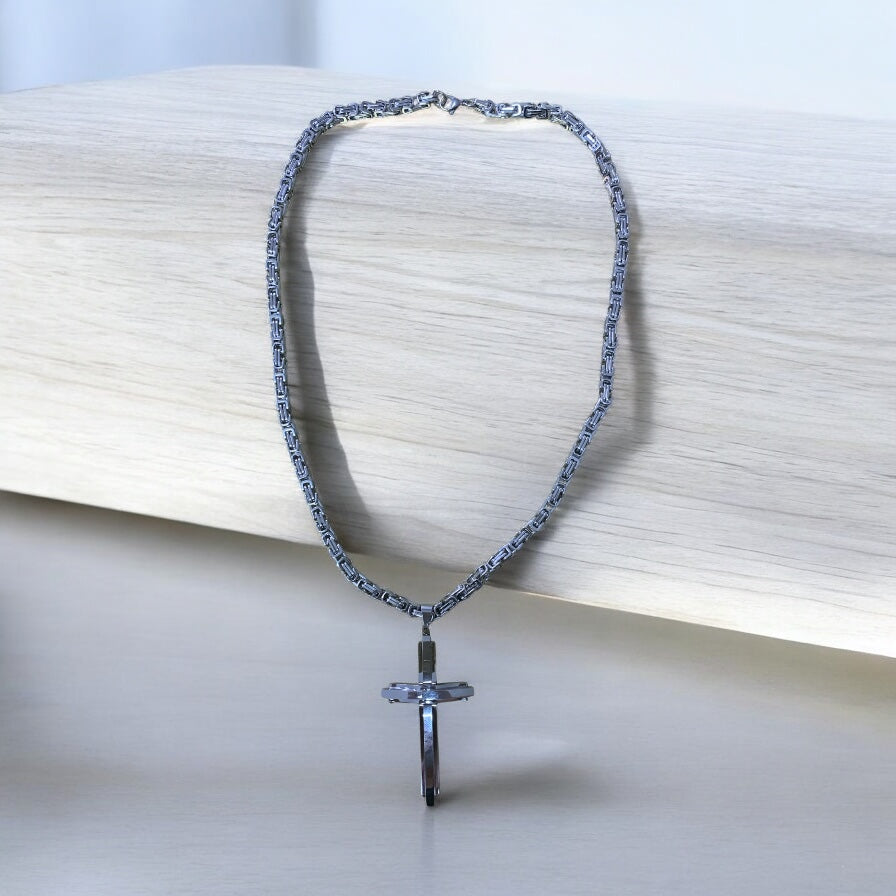 Men’s Heavy Extra Large Stainless Steel Cross Necklace
