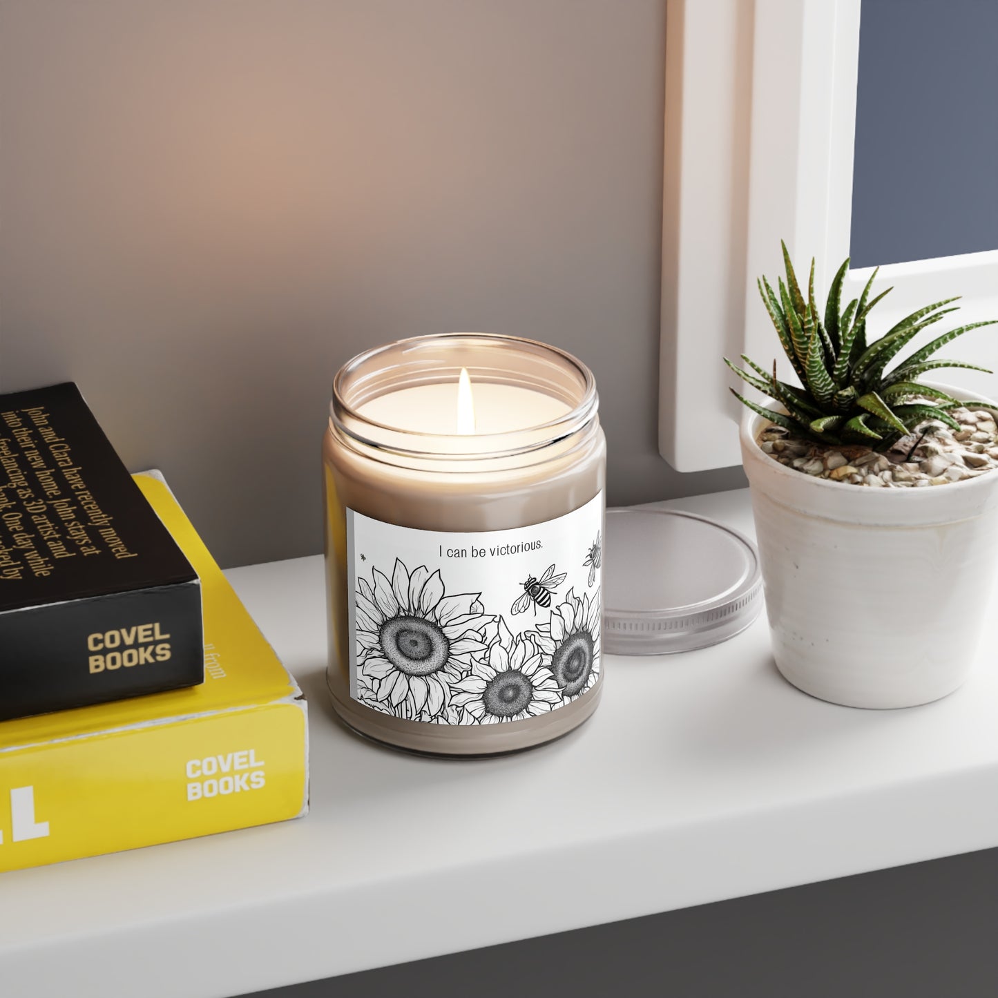 Sunflowers and Bees YOU Color Handmade Scented Soy Candle, Color your candle flower design soy candle Scented Candles, 9oz