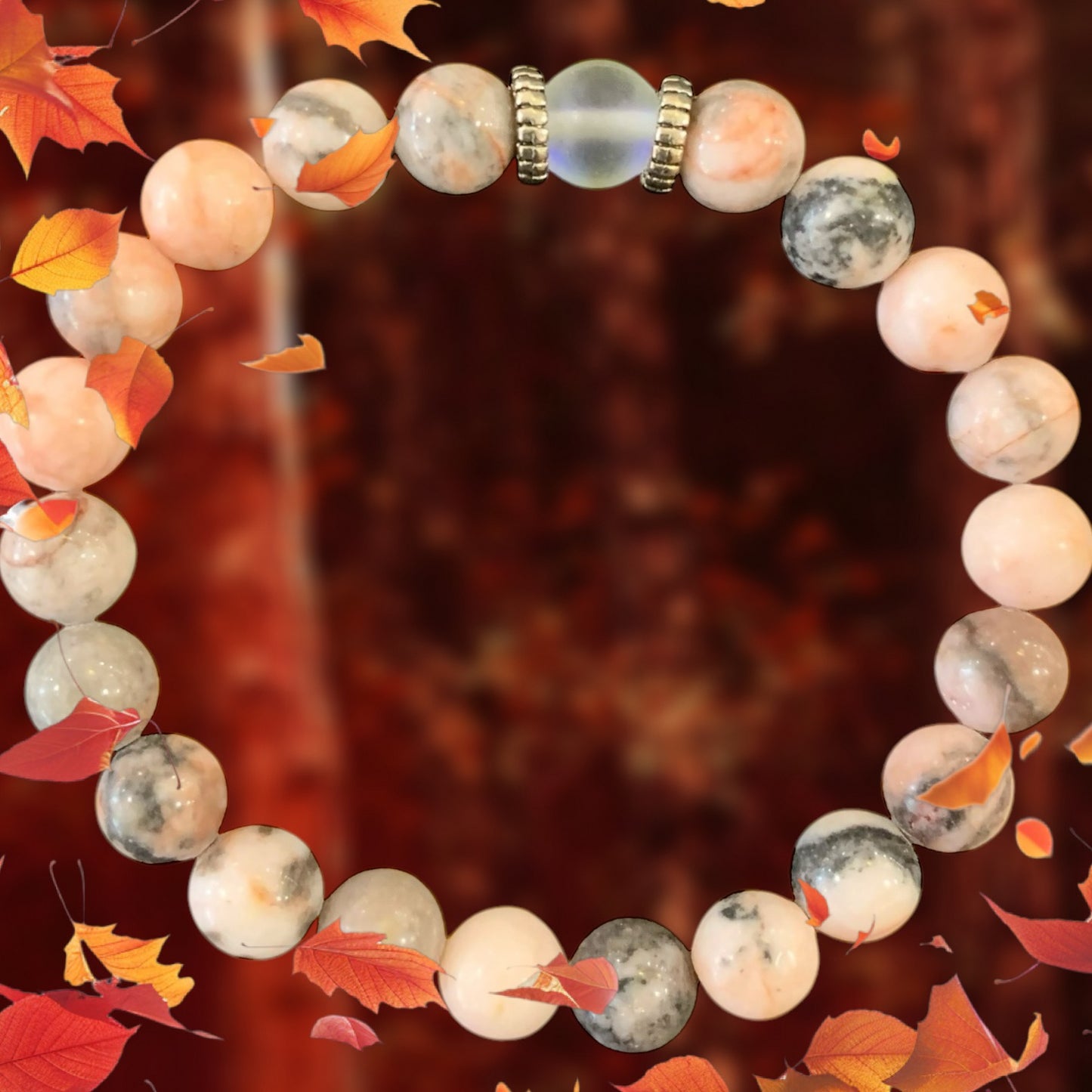 Handmade Botswana Agate and Moon Stone Natural Stone Bracelet