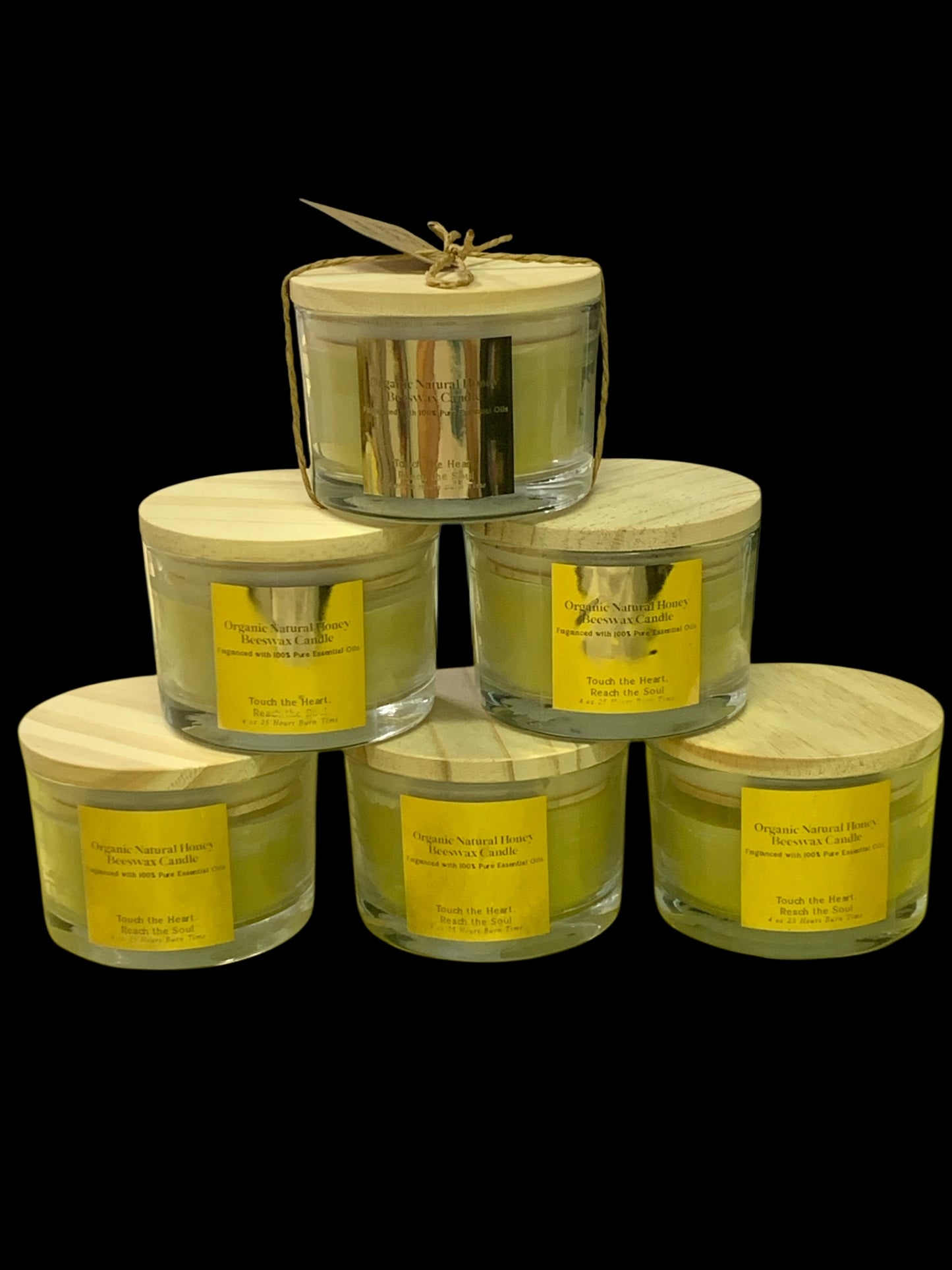 Organic Honey Beeswax Natural  Scent Candle with Bible Verse on Wood Lid