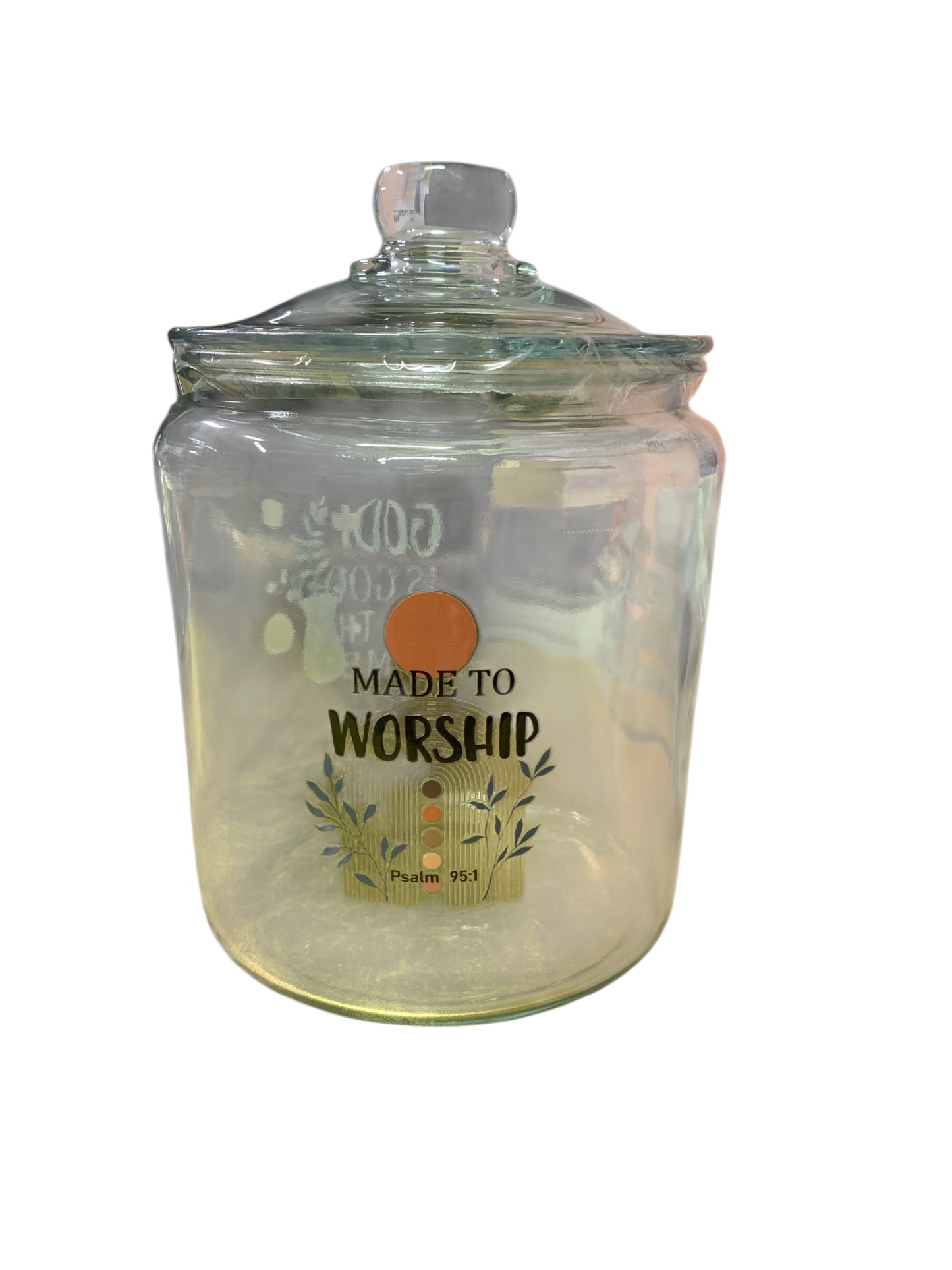 Glass Jar with Faith Message Half Gallon