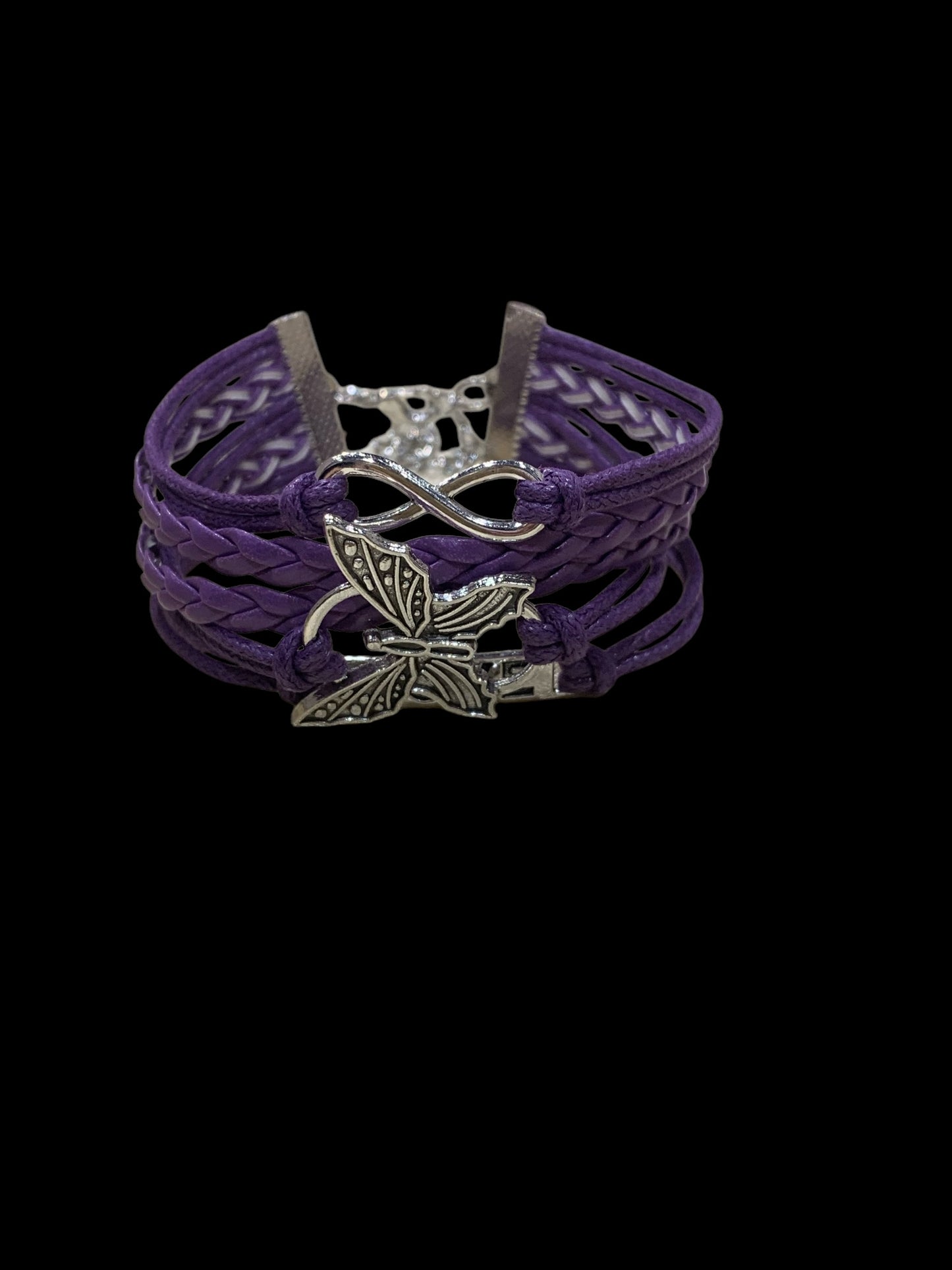 Butterfly Love Infinity Faux Leather Bracelet