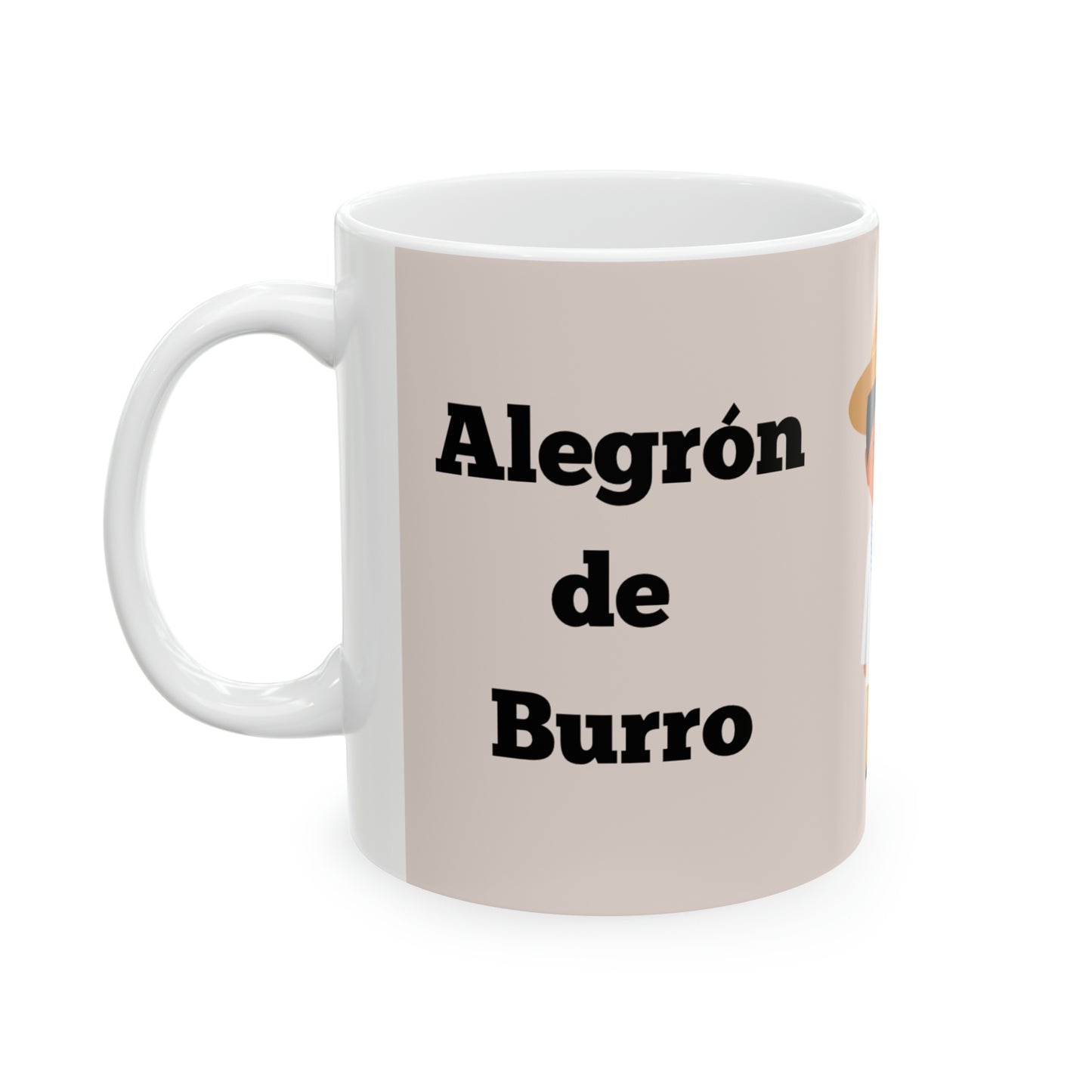 Alegron de Burro Ceramic Mug with donkey and Nicaragua Heart, Nicaraguan funny mug, Funny Theme Spanish