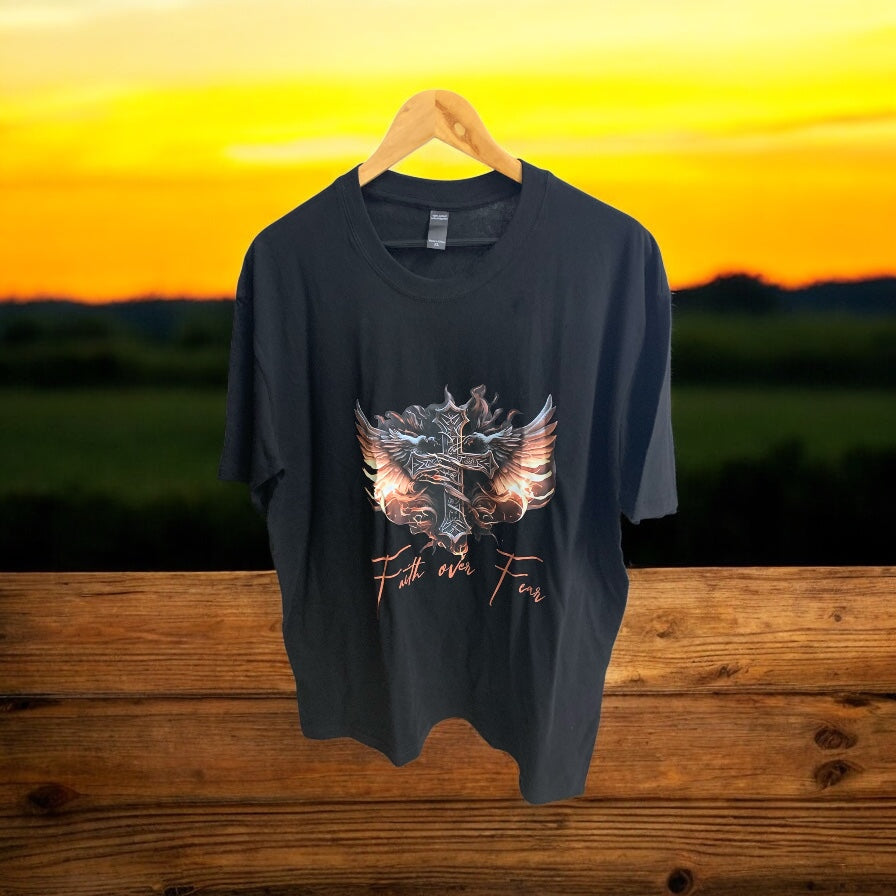 Faith Over Fear Angel Wings T Shirt