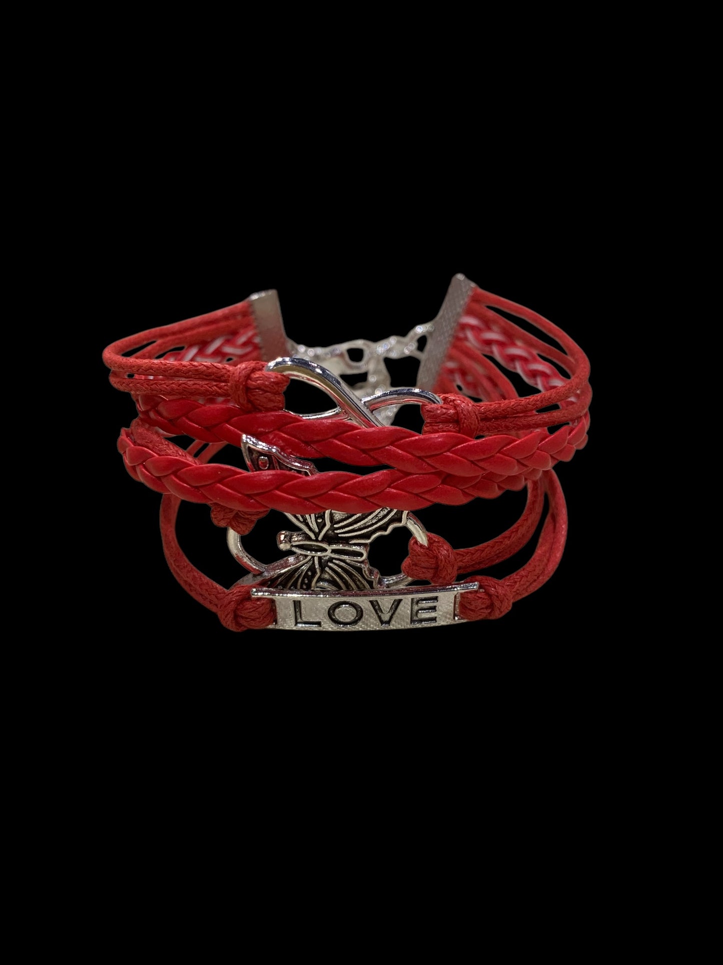Butterfly Love Infinity Faux Leather Bracelet