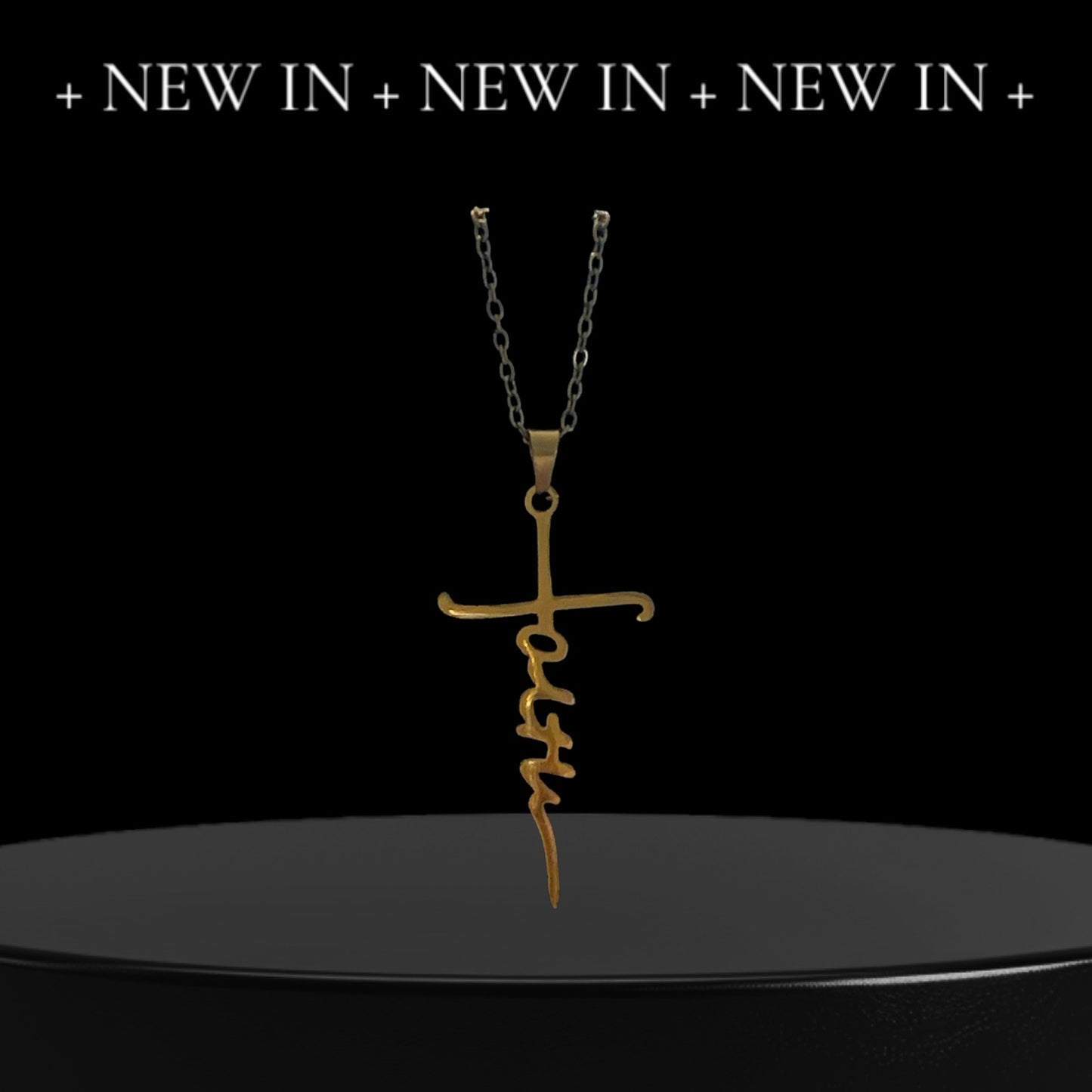 Faith Cross Gold Plated Stainless Steel Necklace