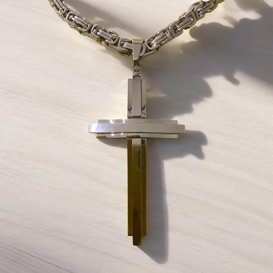 Men’s Heavy Extra Large Stainless Steel Cross Necklace
