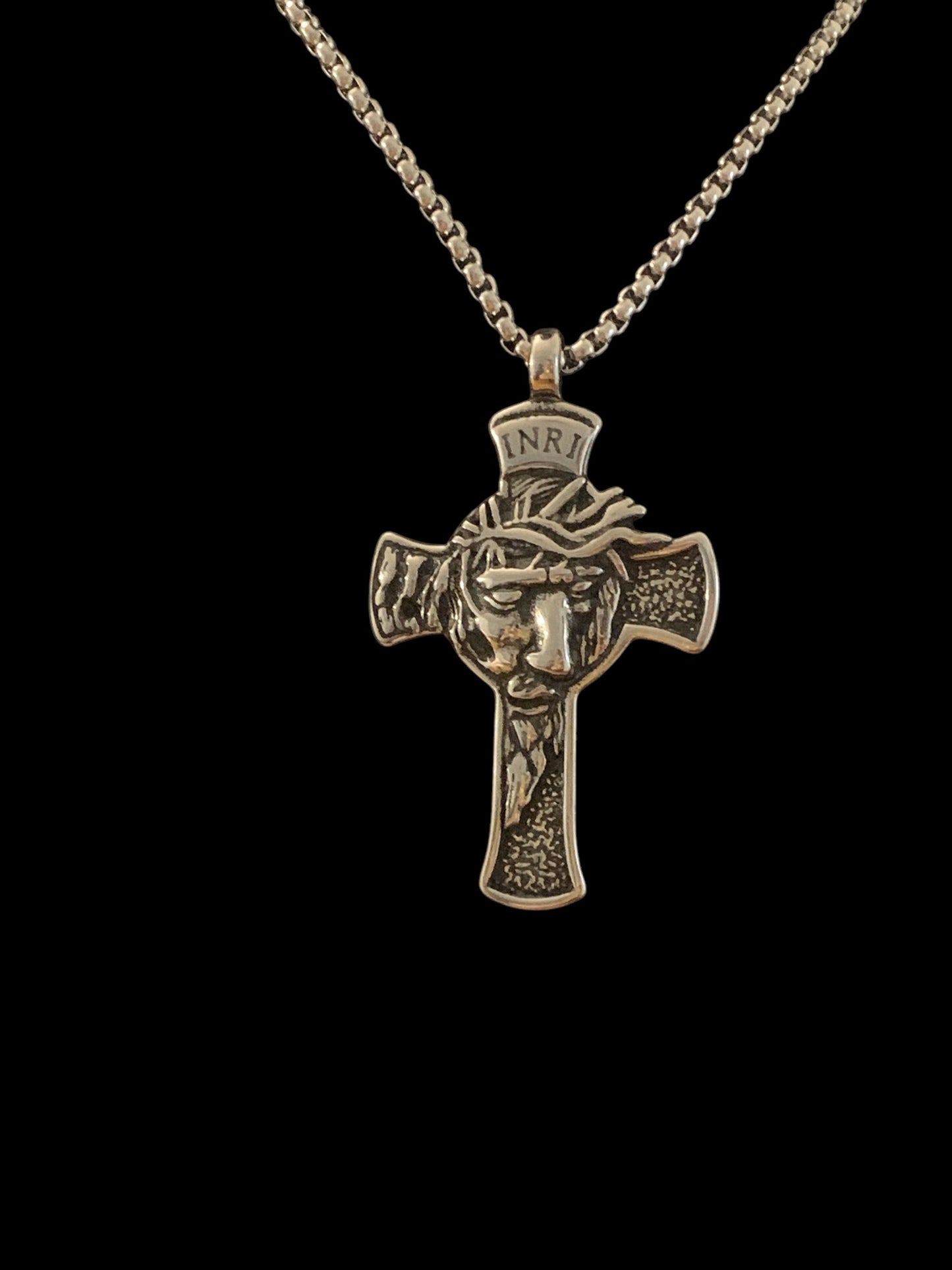 Jesús on the Cross Titanium Steel Cross and Necklace