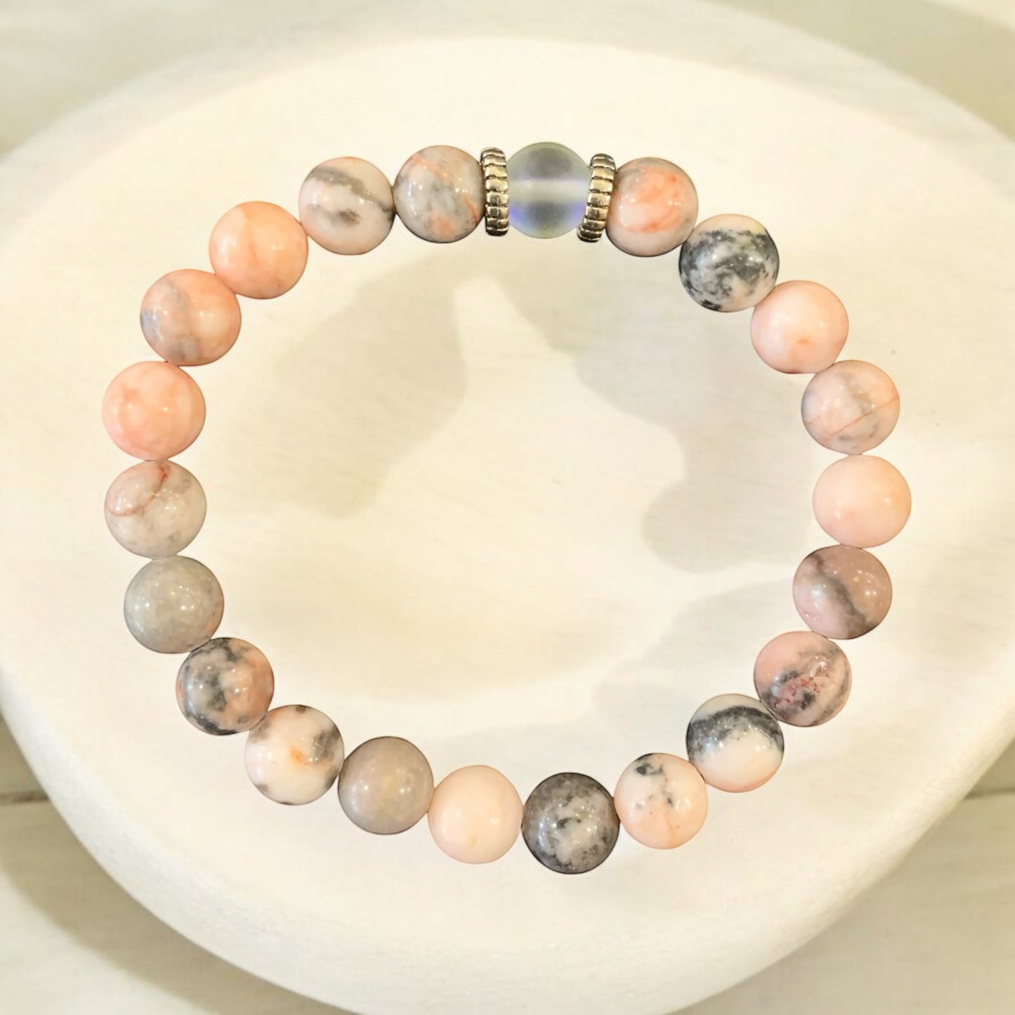 Handmade Botswana Agate and Moon Stone Natural Stone Bracelet