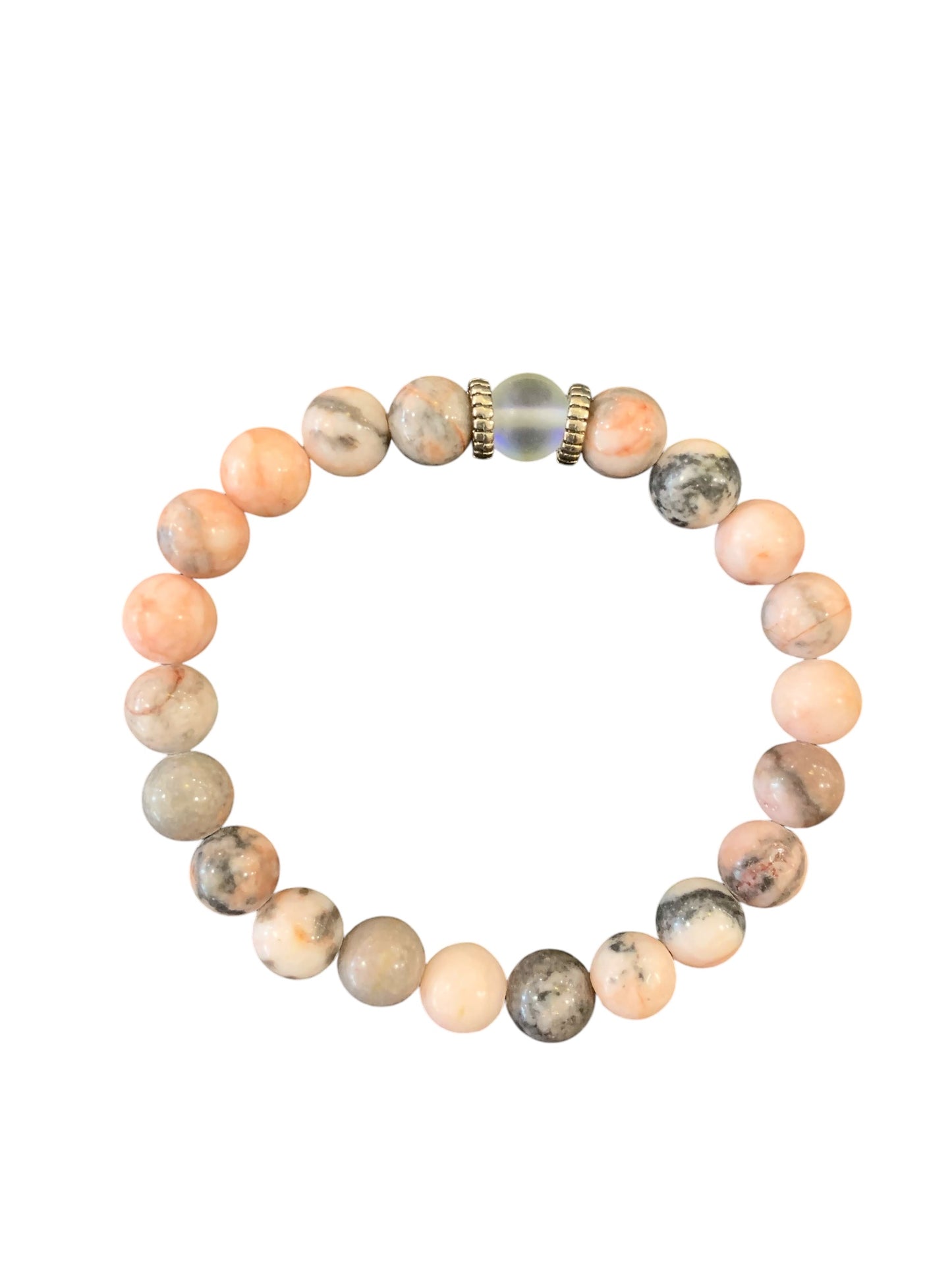 Handmade Botswana Agate and Moon Stone Natural Stone Bracelet