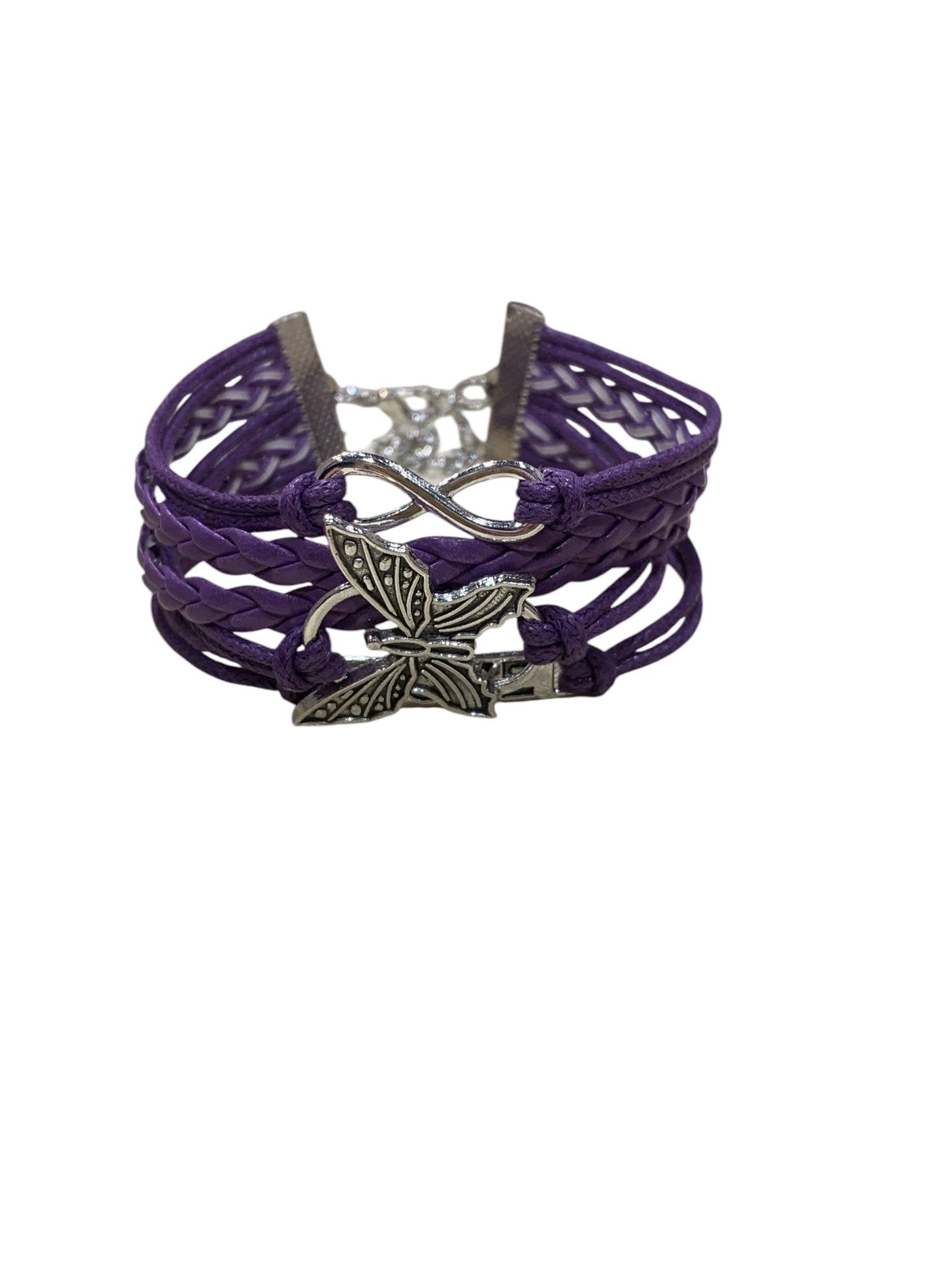 Butterfly Love Infinity Faux Leather Bracelet