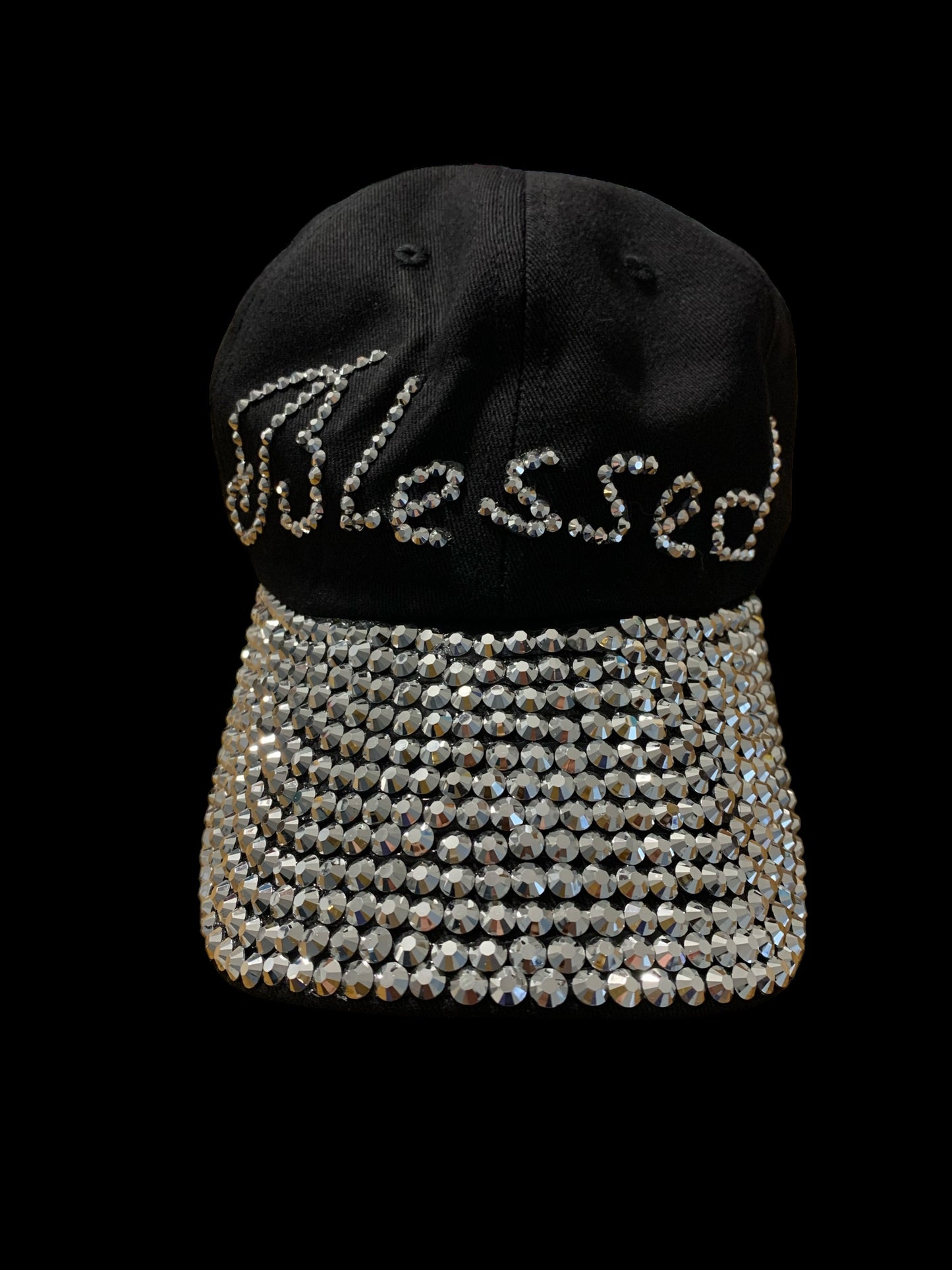 Blessed Rhinestone Black Cap Hat
