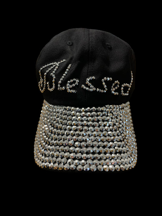 Blessed Rhinestone Black Cap Hat