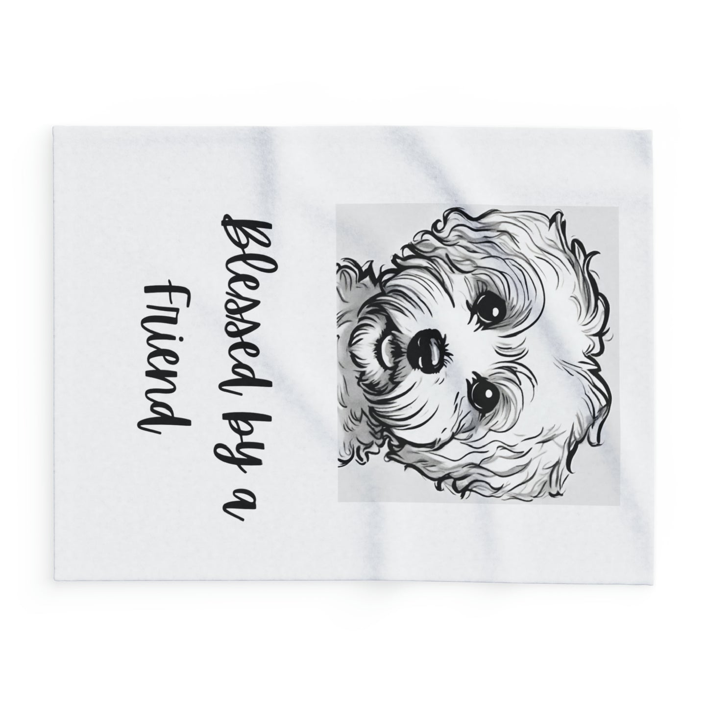 Blessed by a Friend White Dog Arctic Fleece Blanket