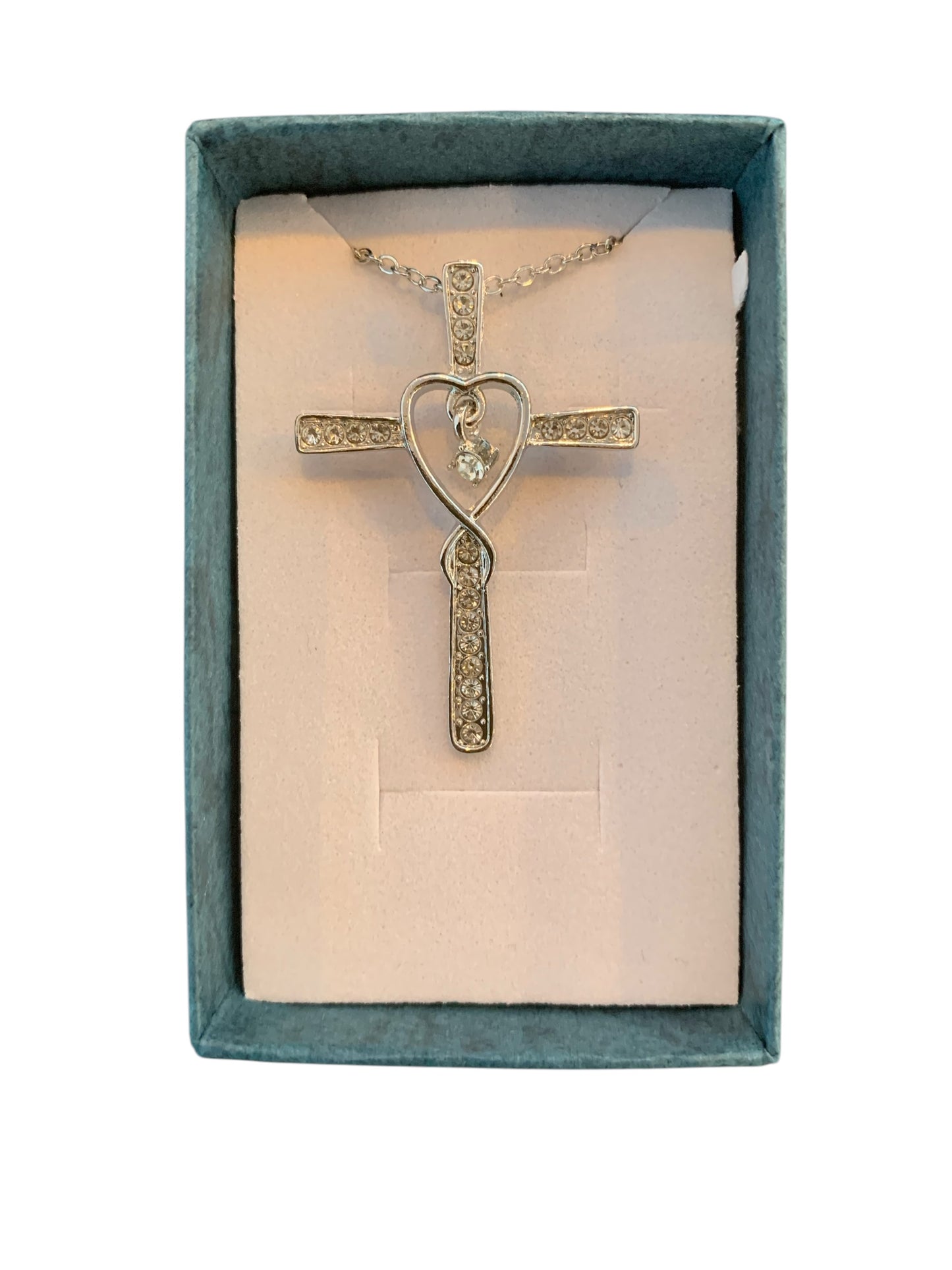 Heart Cross Silver Plated Necklace