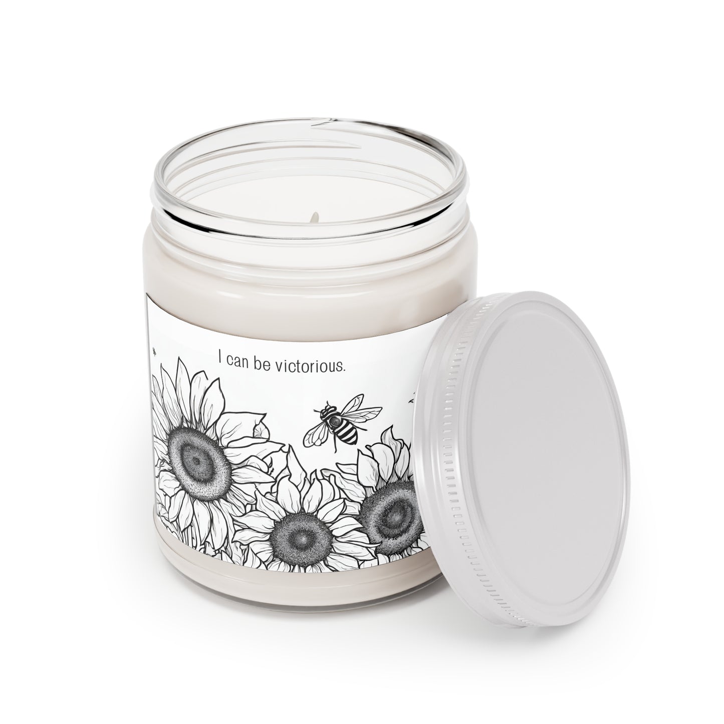 Sunflowers and Bees YOU Color Handmade Scented Soy Candle, Color your candle flower design soy candle Scented Candles, 9oz