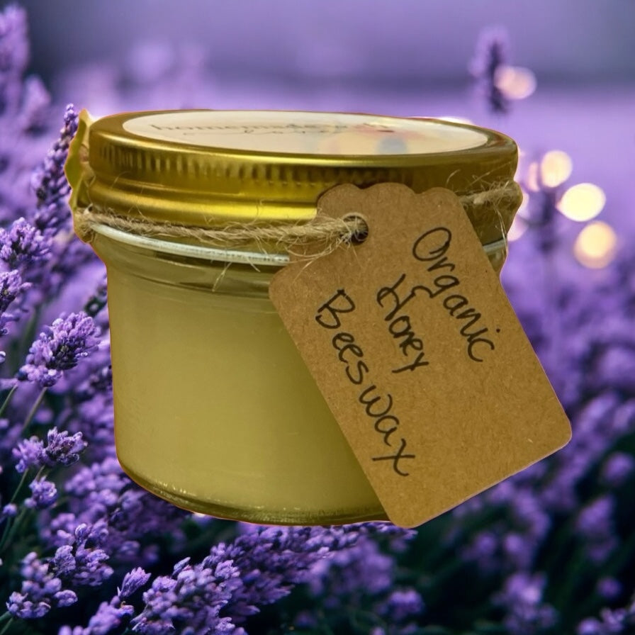 Organic Honey Beeswax Lavender Handmade Natural Candle