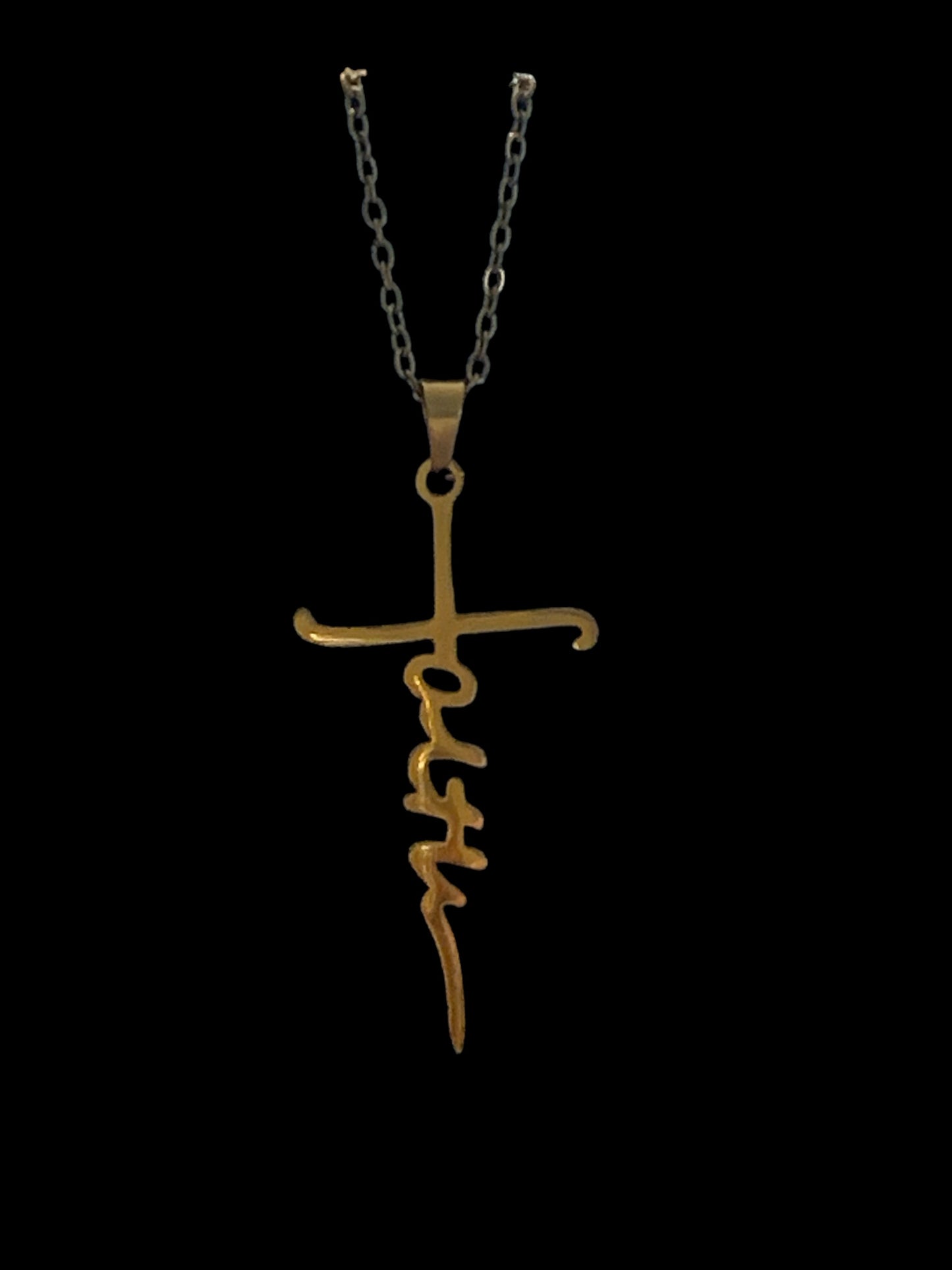 Faith Cross Gold Plated Stainless Steel Necklace
