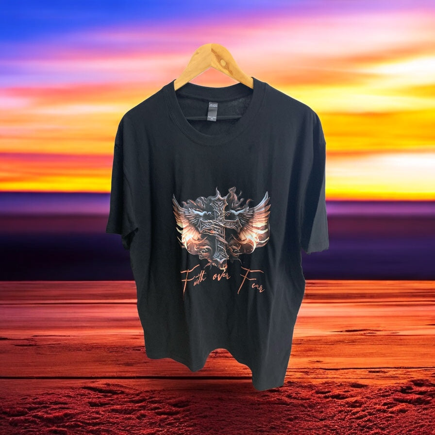 Faith Over Fear Angel Wings T Shirt