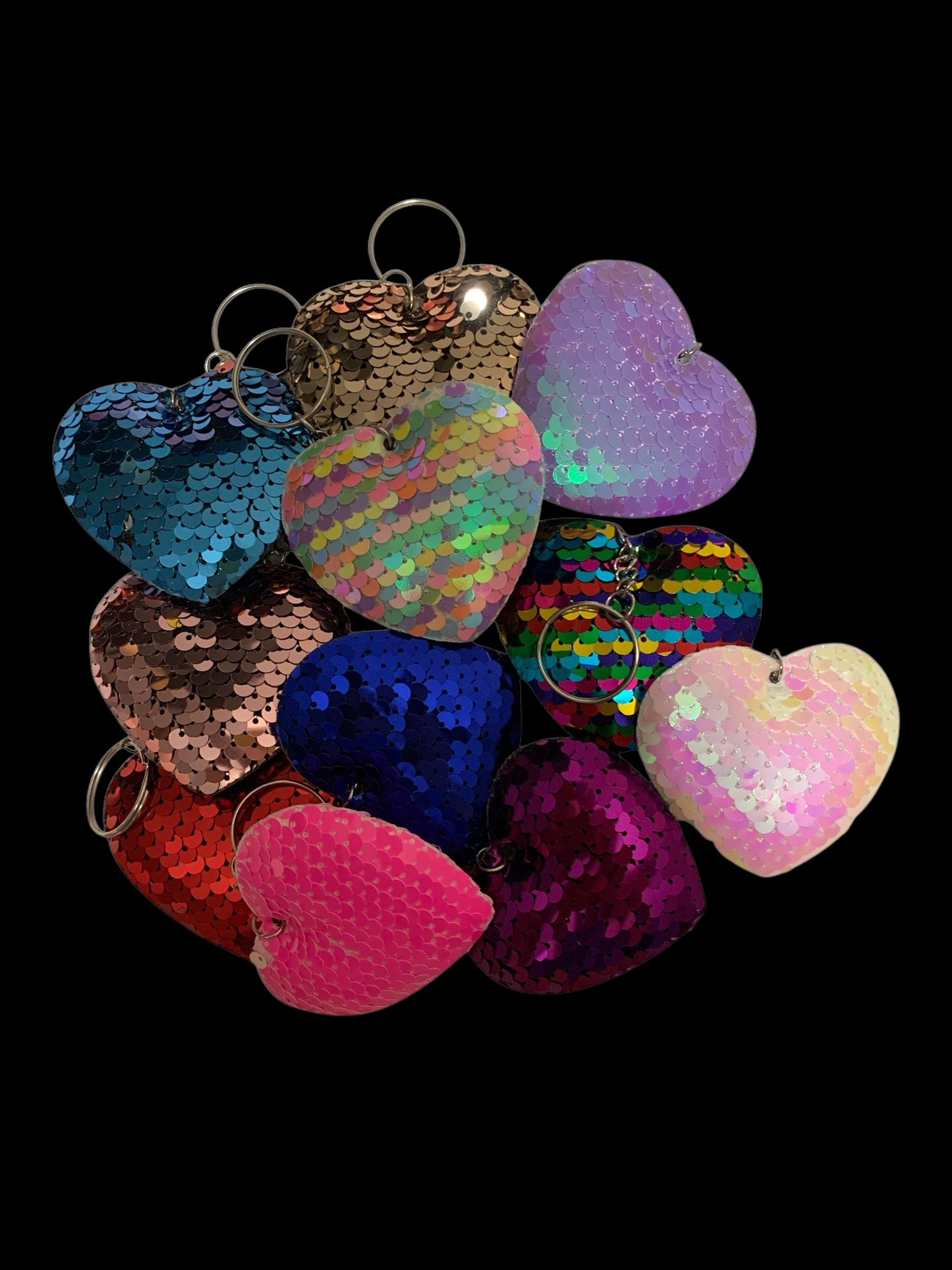 Heart Sequined Mini Pillow Keychain, Variety of Colors