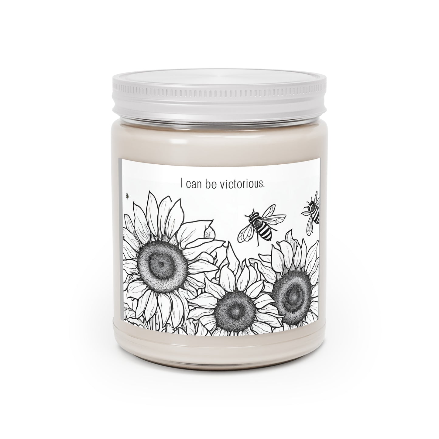 Sunflowers and Bees YOU Color Handmade Scented Soy Candle, Color your candle flower design soy candle Scented Candles, 9oz