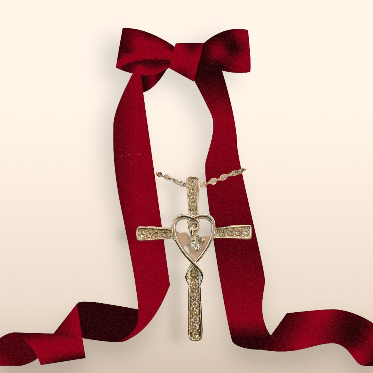 Heart Cross Silver Plated Necklace