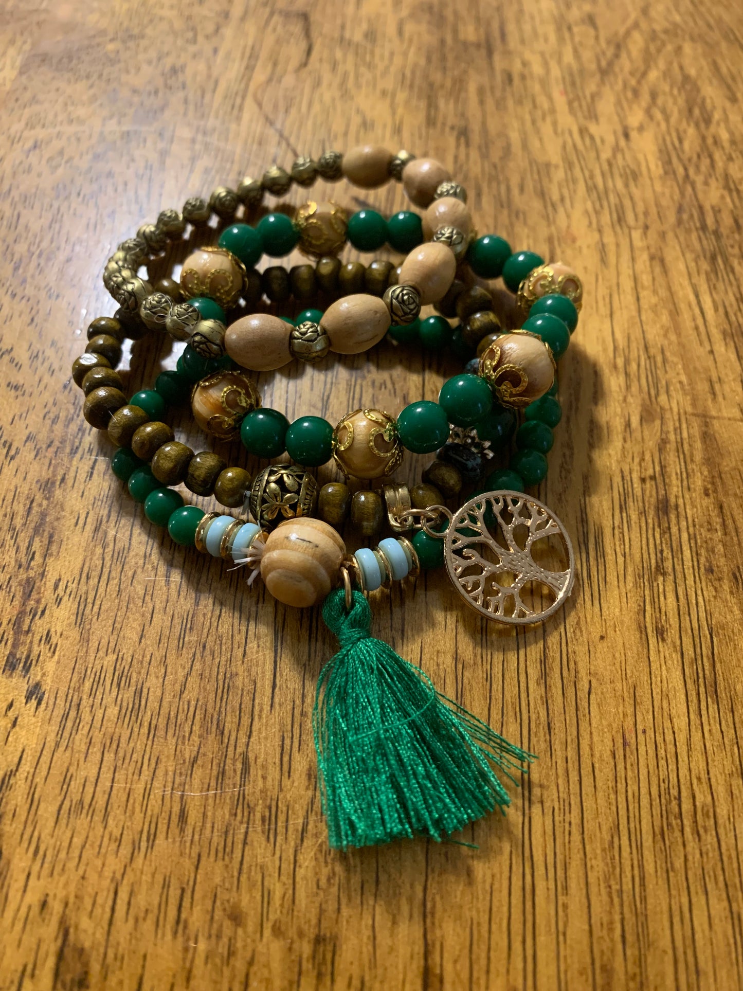 Green Earth Tree of Life Bohemian Stretch Bracelet