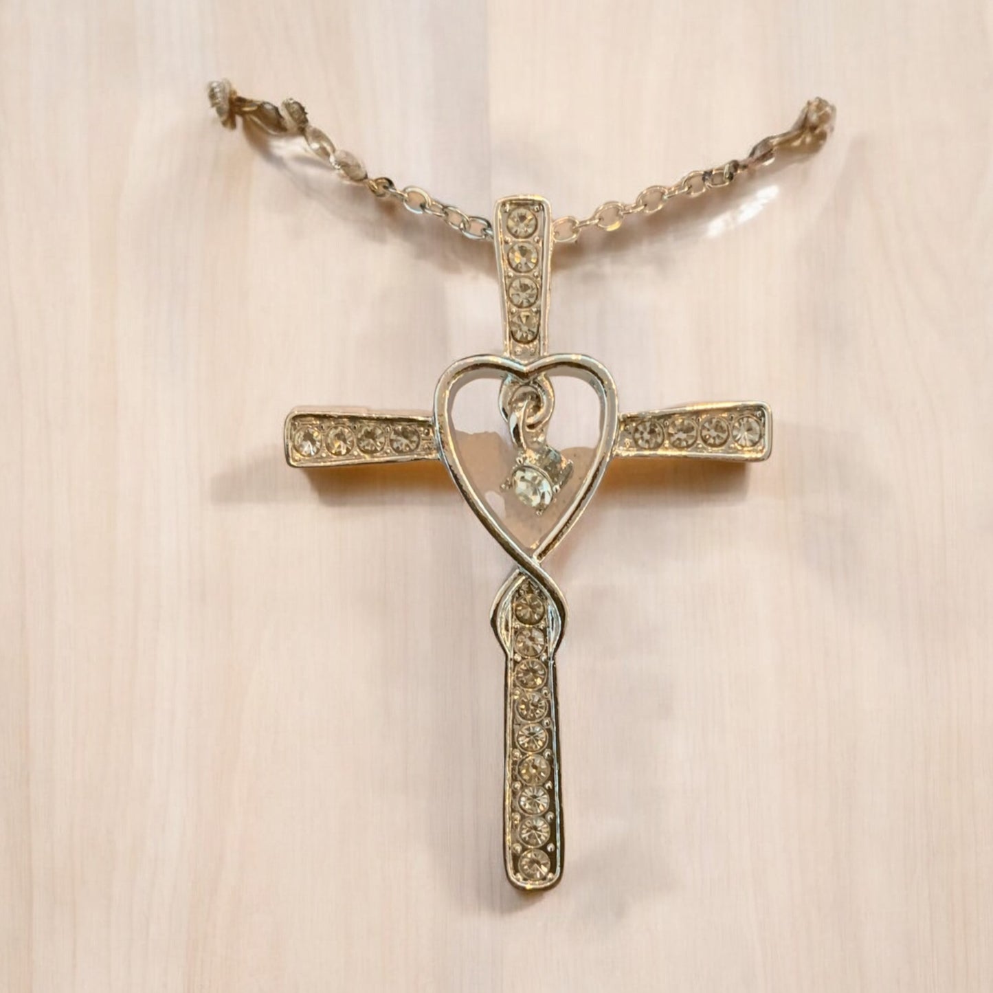 Heart Cross Silver Plated Necklace