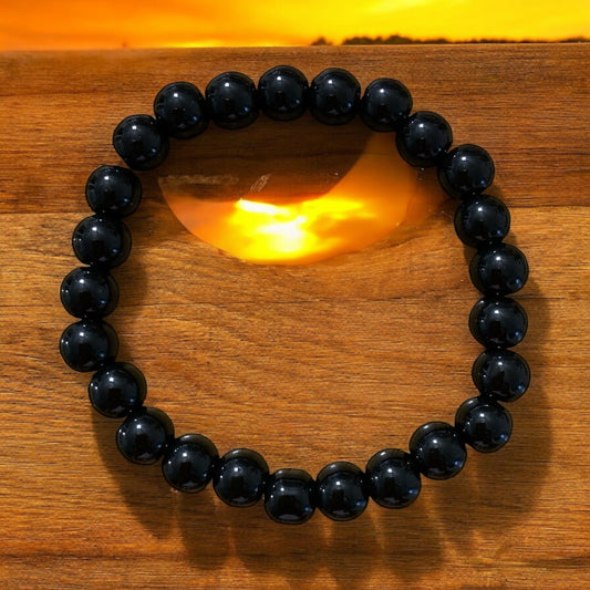 Handmade Black Agate Natural Stone Stretch Bracelet