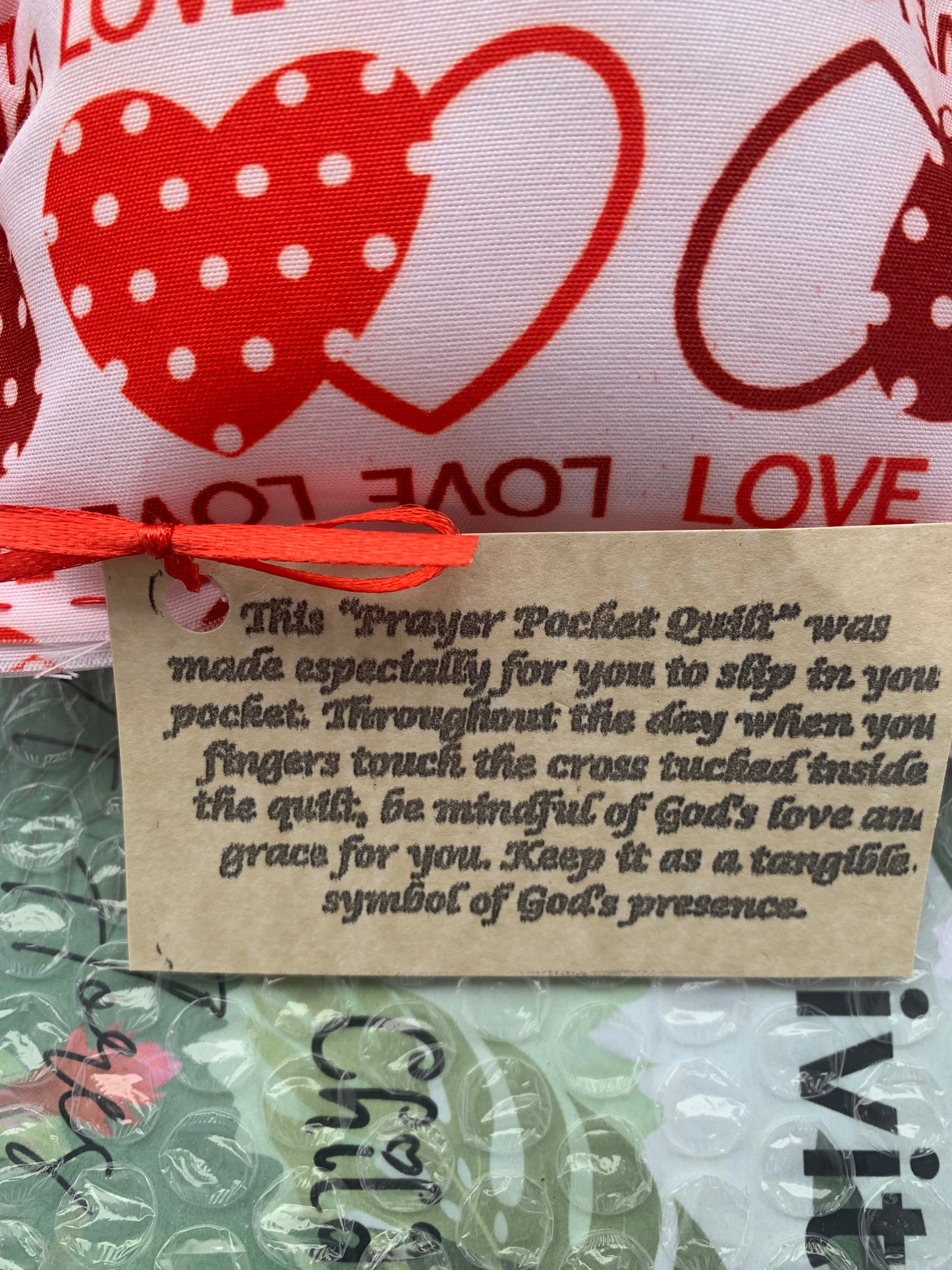 Prayer Pillow with Wood Cross Handmade