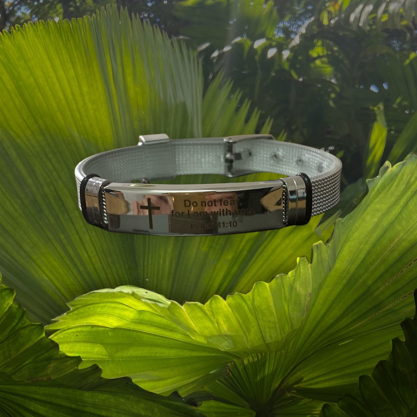 Do Not Fear for I am With You Isaiah 41:10 Silvery Stainless Steel Bracelet