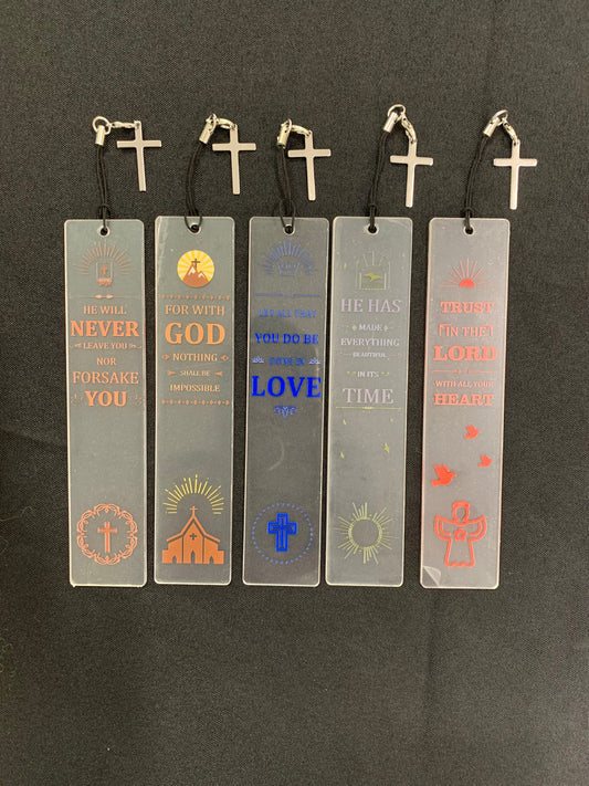 Faith Message Acrylic Bookmark with Cross