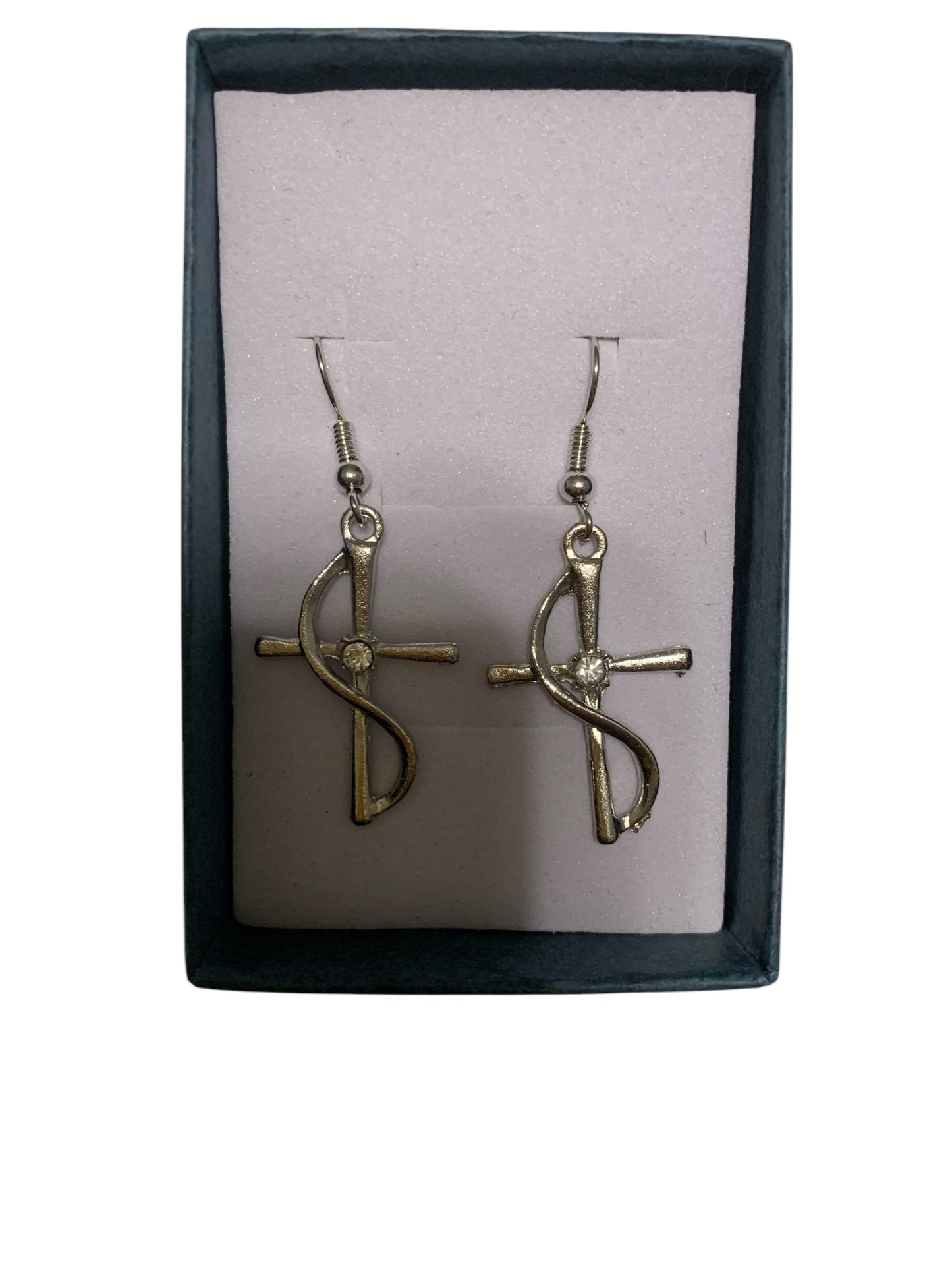 Cross Wave Silver Plated Earrings