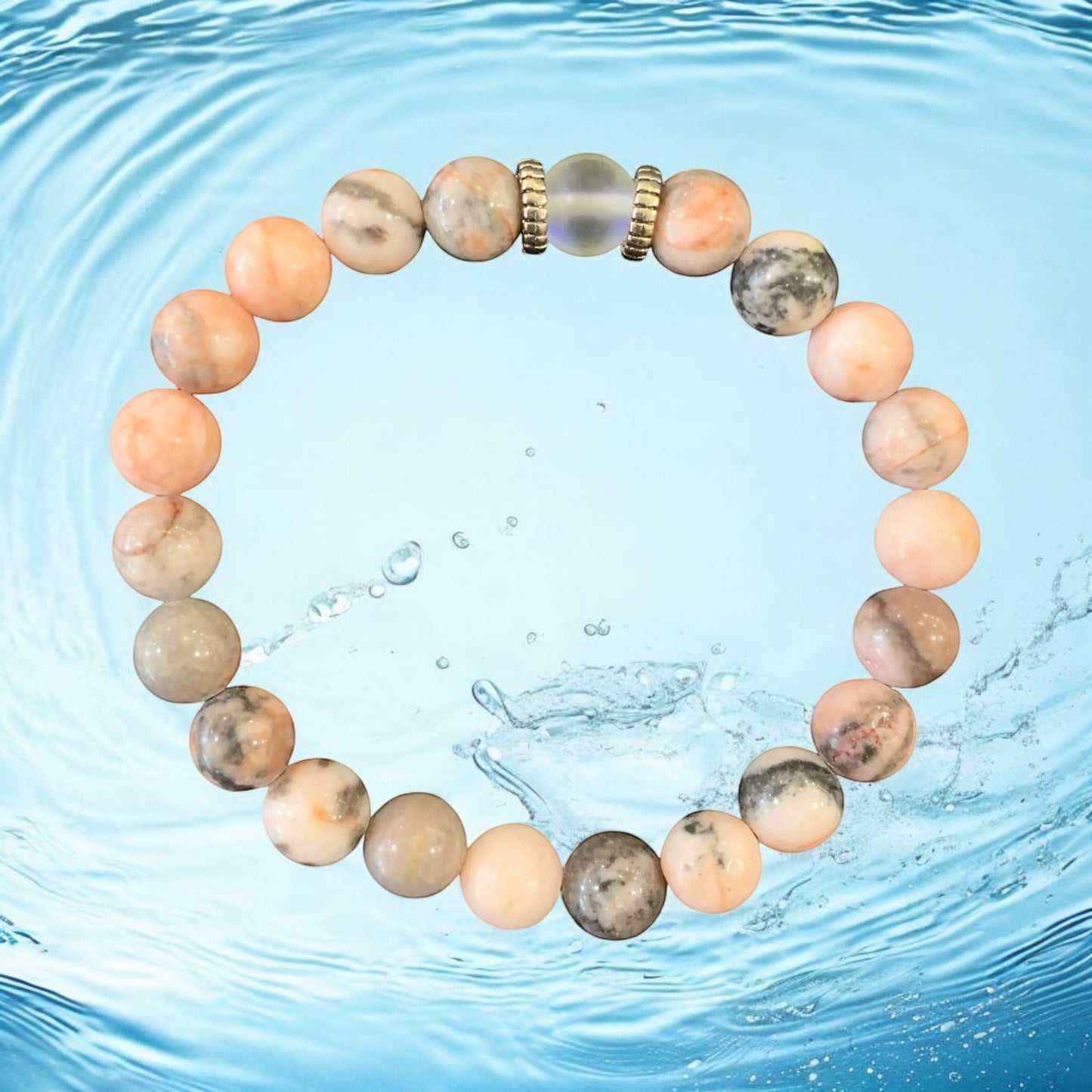 Handmade Botswana Agate and Moon Stone Natural Stone Bracelet