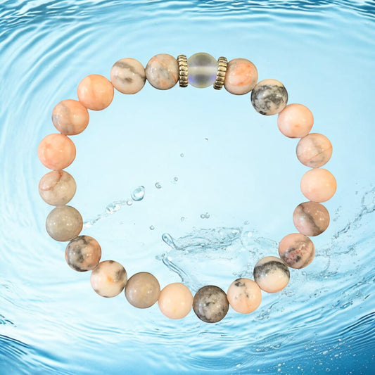 Handmade Botswana Agate and Moon Stone Natural Stone Bracelet