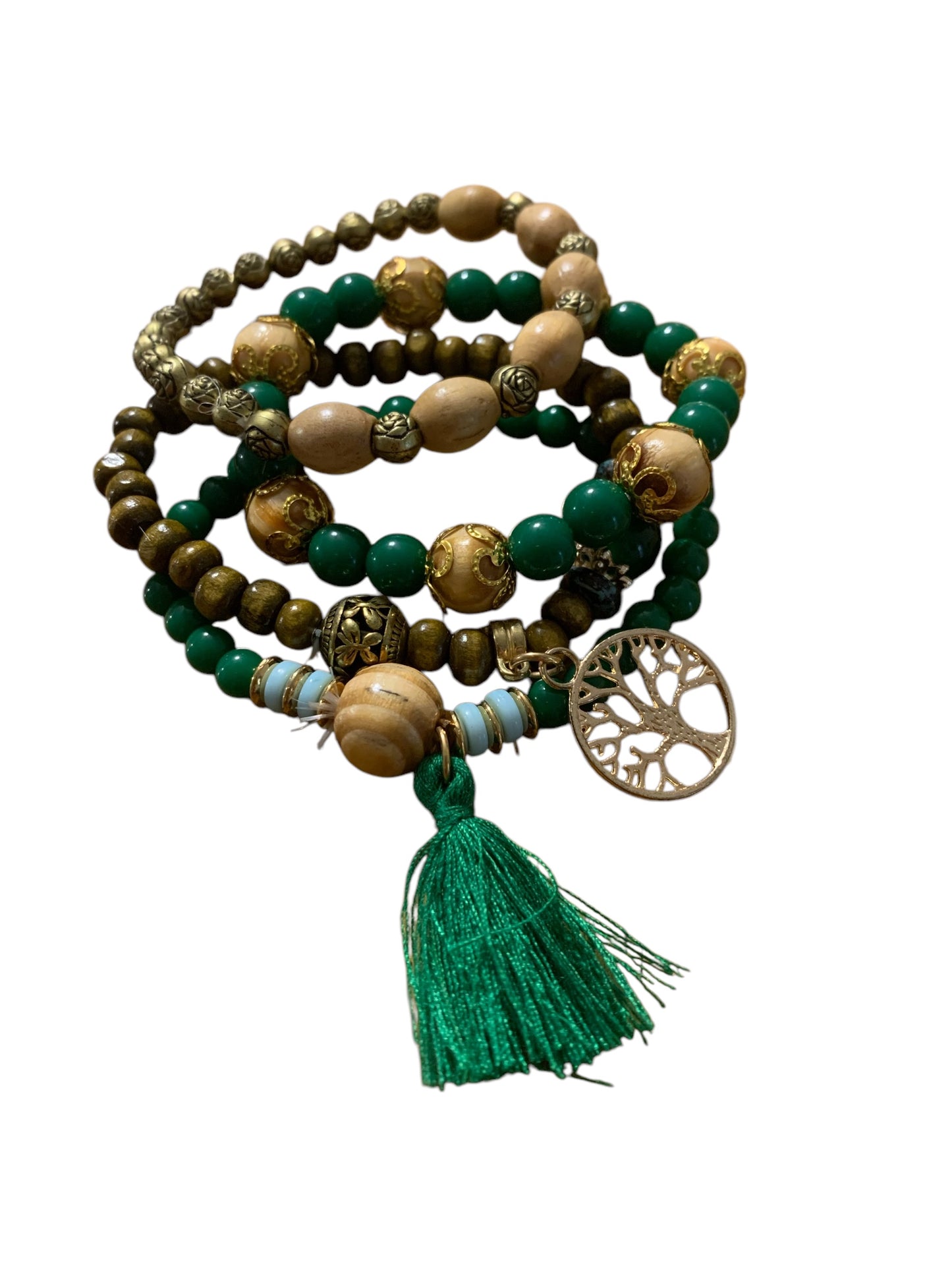 Green Earth Tree of Life Bohemian Stretch Bracelet