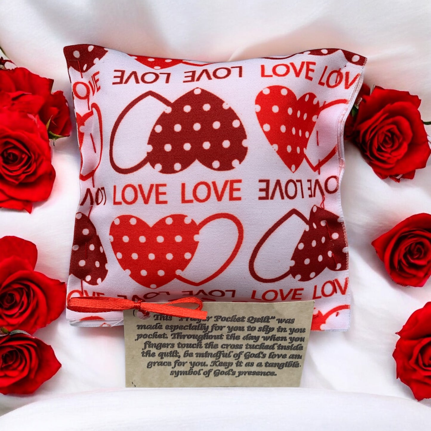 Prayer Pillow with Wood Cross Handmade