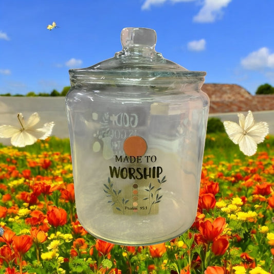 Glass Jar with Faith Message Half Gallon