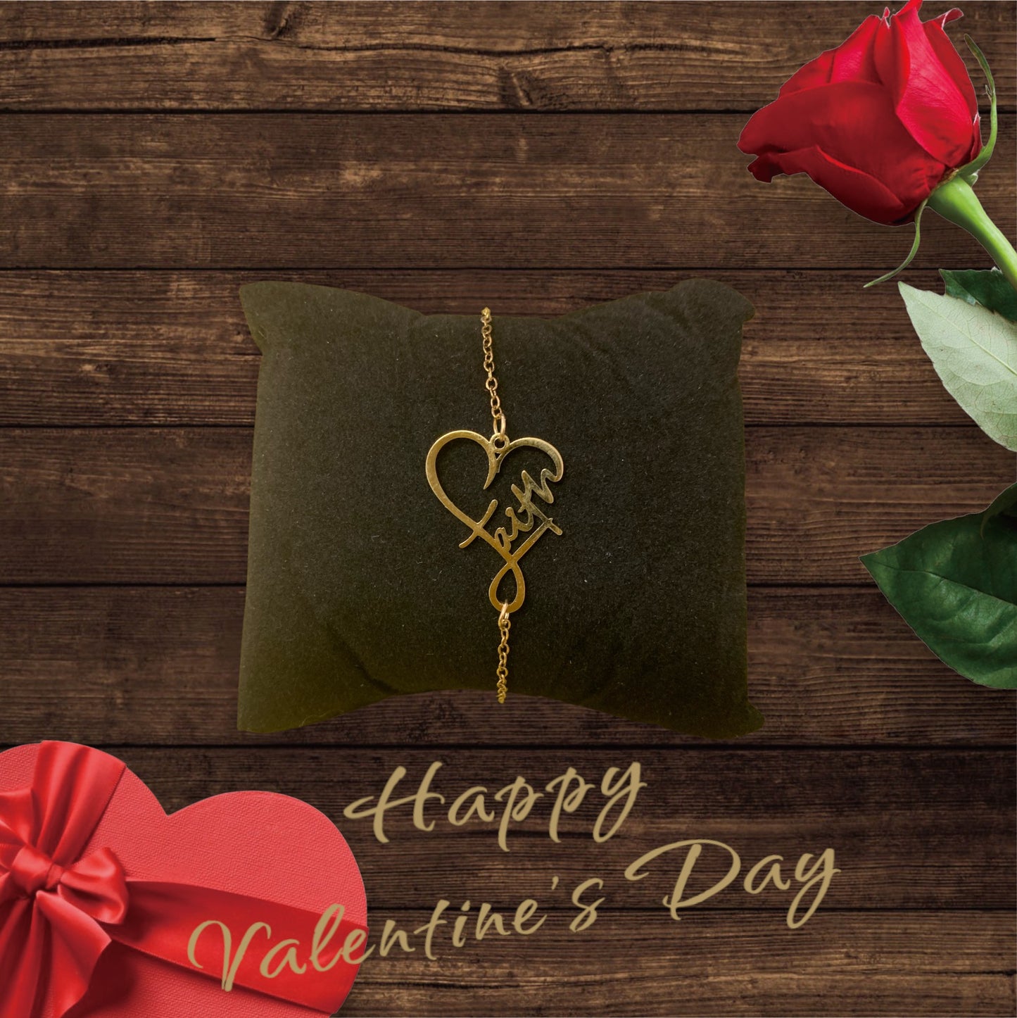 Faith Heart Gold Plated Stainless Steel Bracelet