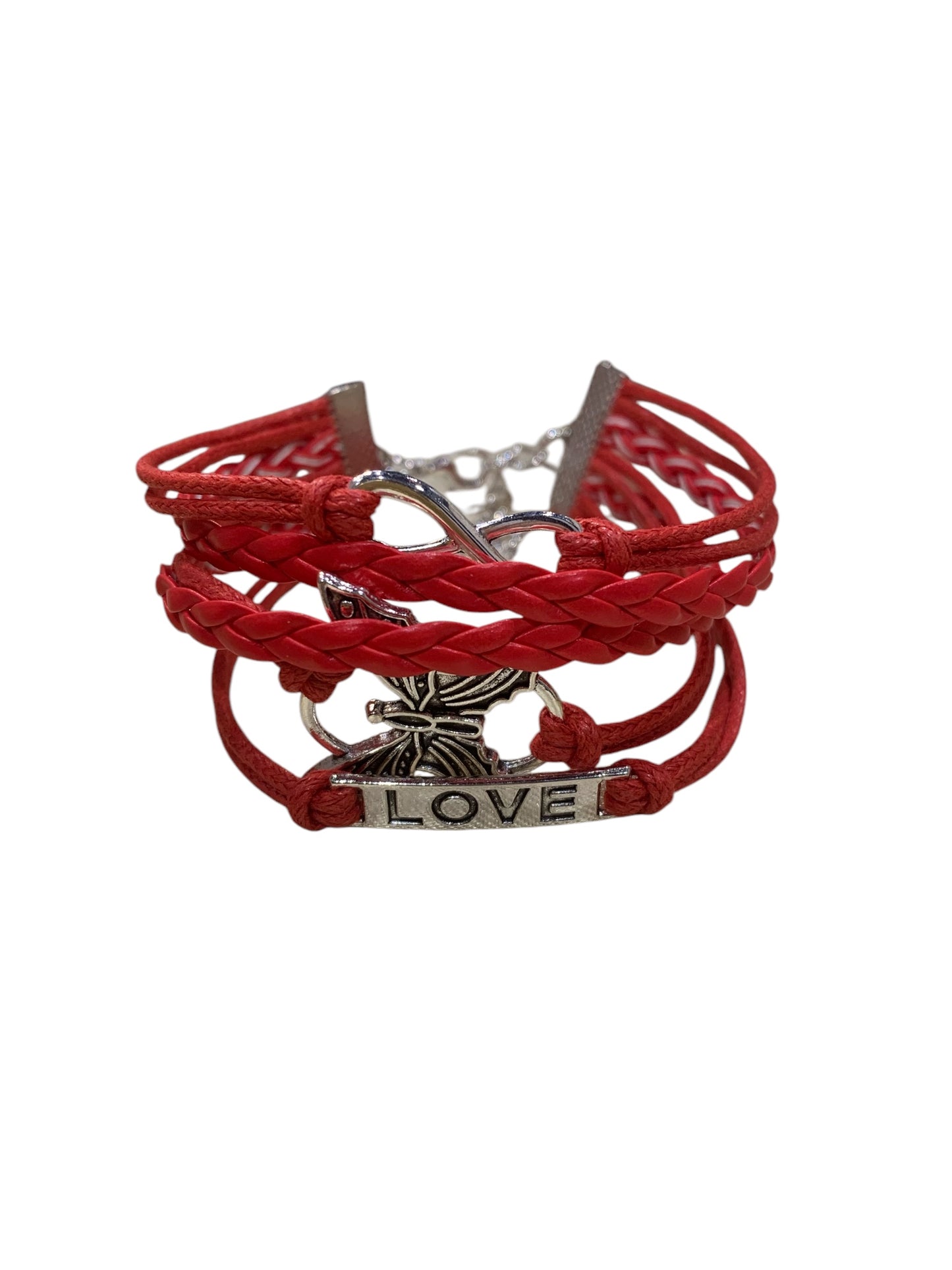Butterfly Love Infinity Faux Leather Bracelet