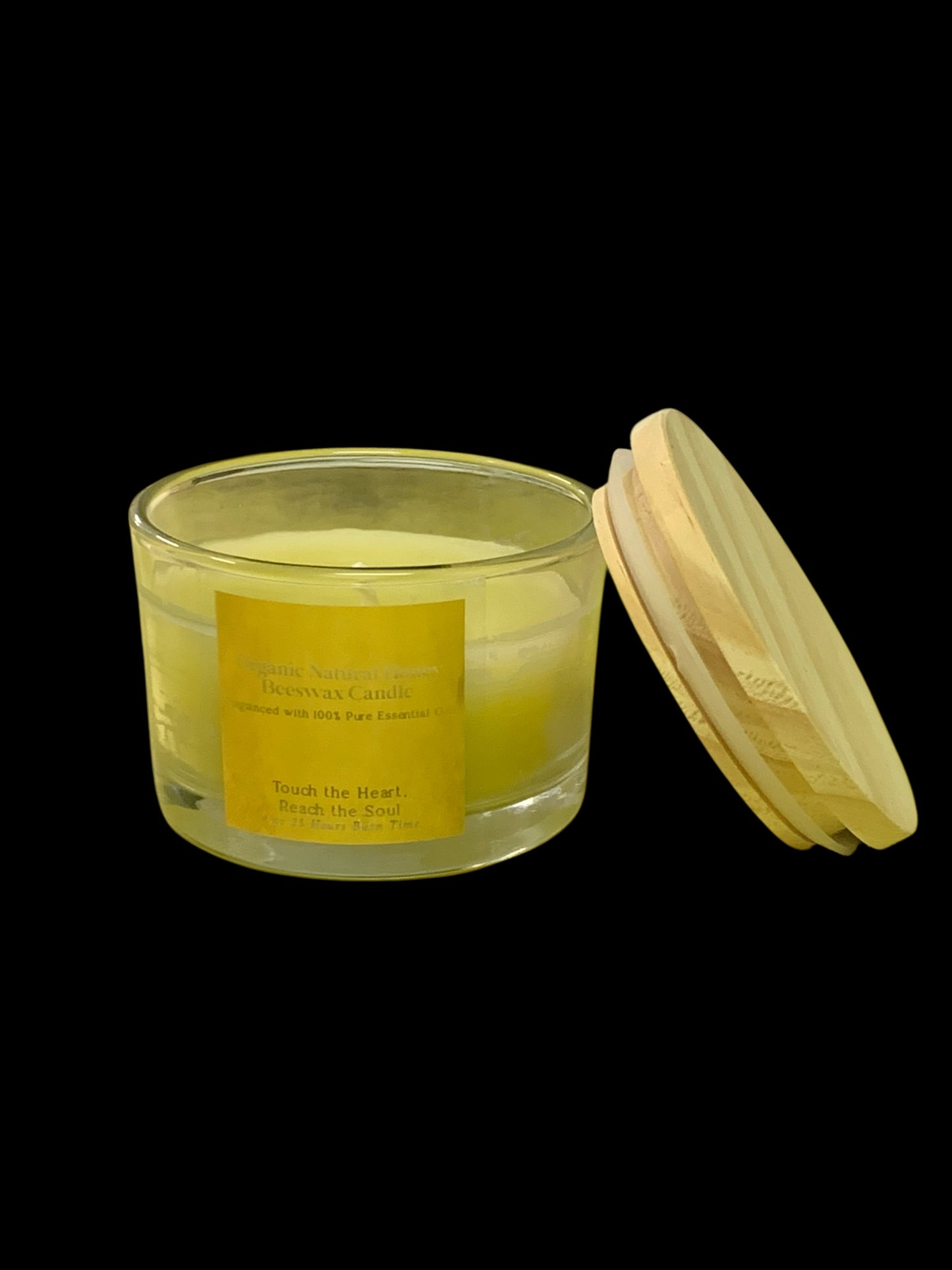 Organic Honey Beeswax Natural  Scent Candle with Bible Verse on Wood Lid