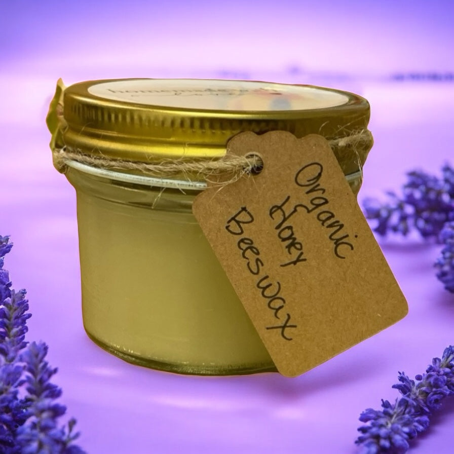 Organic Honey Beeswax Lavender Handmade Natural Candle