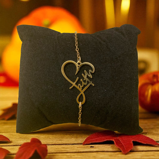 Faith Heart Gold Plated Stainless Steel Bracelet