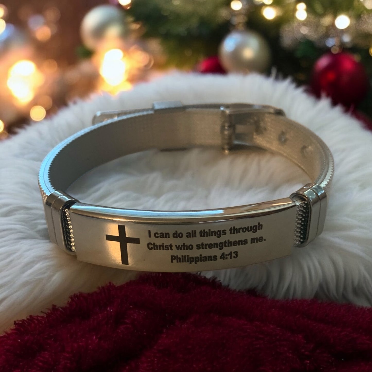 I Can Do All Things Through Christ Who Strengthens Me Stainless Steel Weaved Bracelet Philippians 4:13