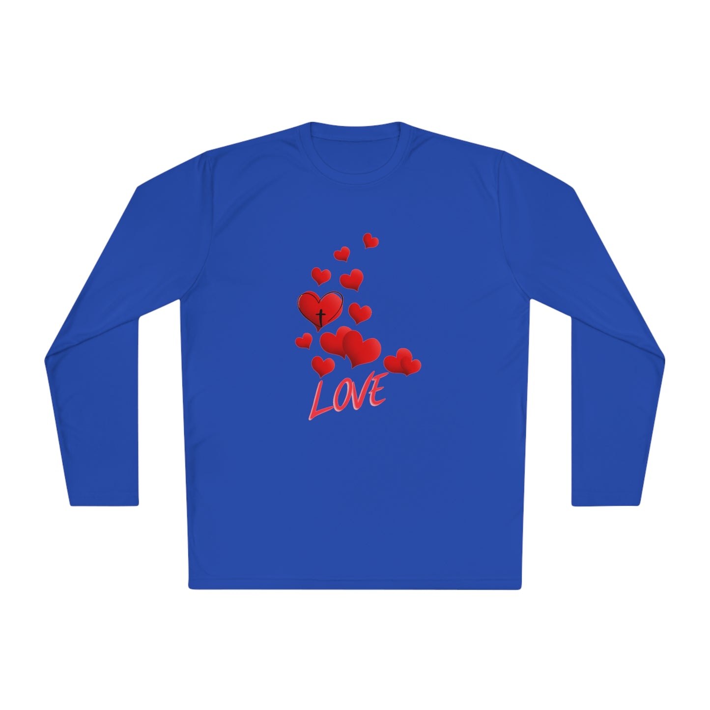 Love Red Hearts and Cross SPORT Long Sleeve Tee