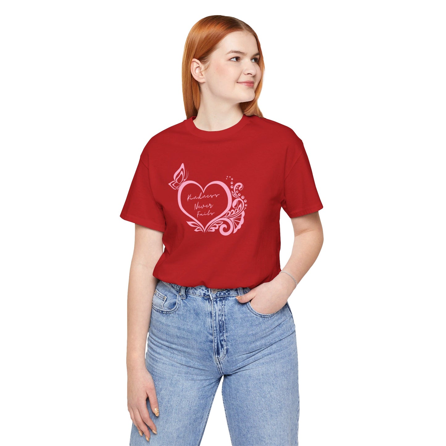 Kindness Never Fails Pink Heart Tee Short Sleeve